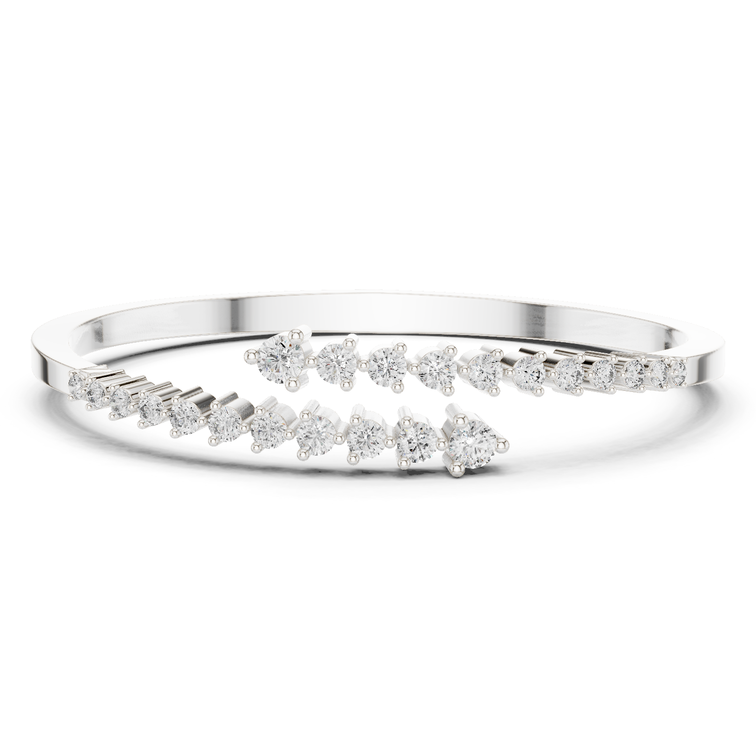 Open Bangle with Tapered Diamond Rows