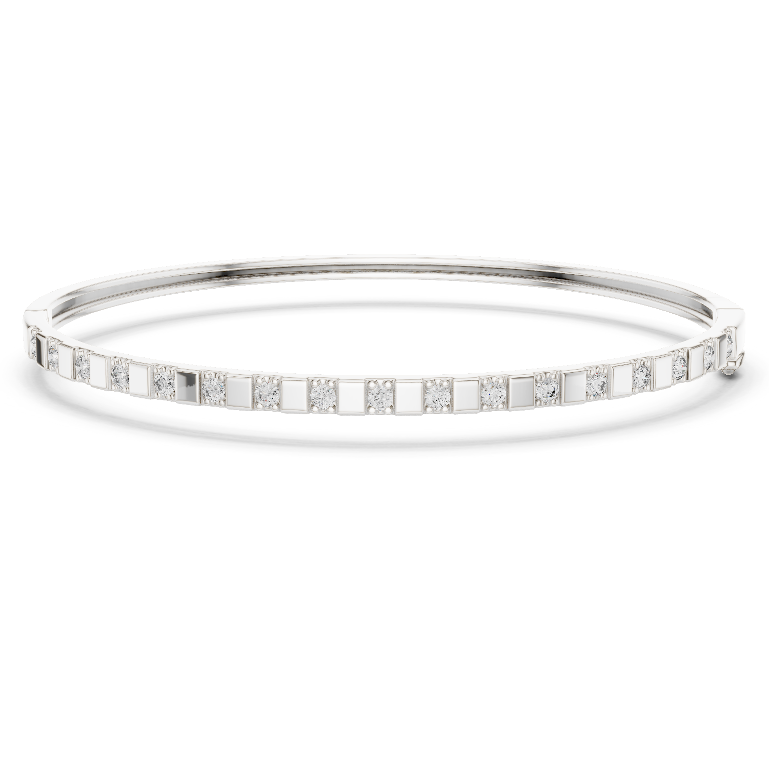 Minimalist Rose Gold Bangle with Channel-Set Diamonds