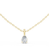 Exquisite pear-shaped diamond pendant with a refined three-prong setting and polished bail.