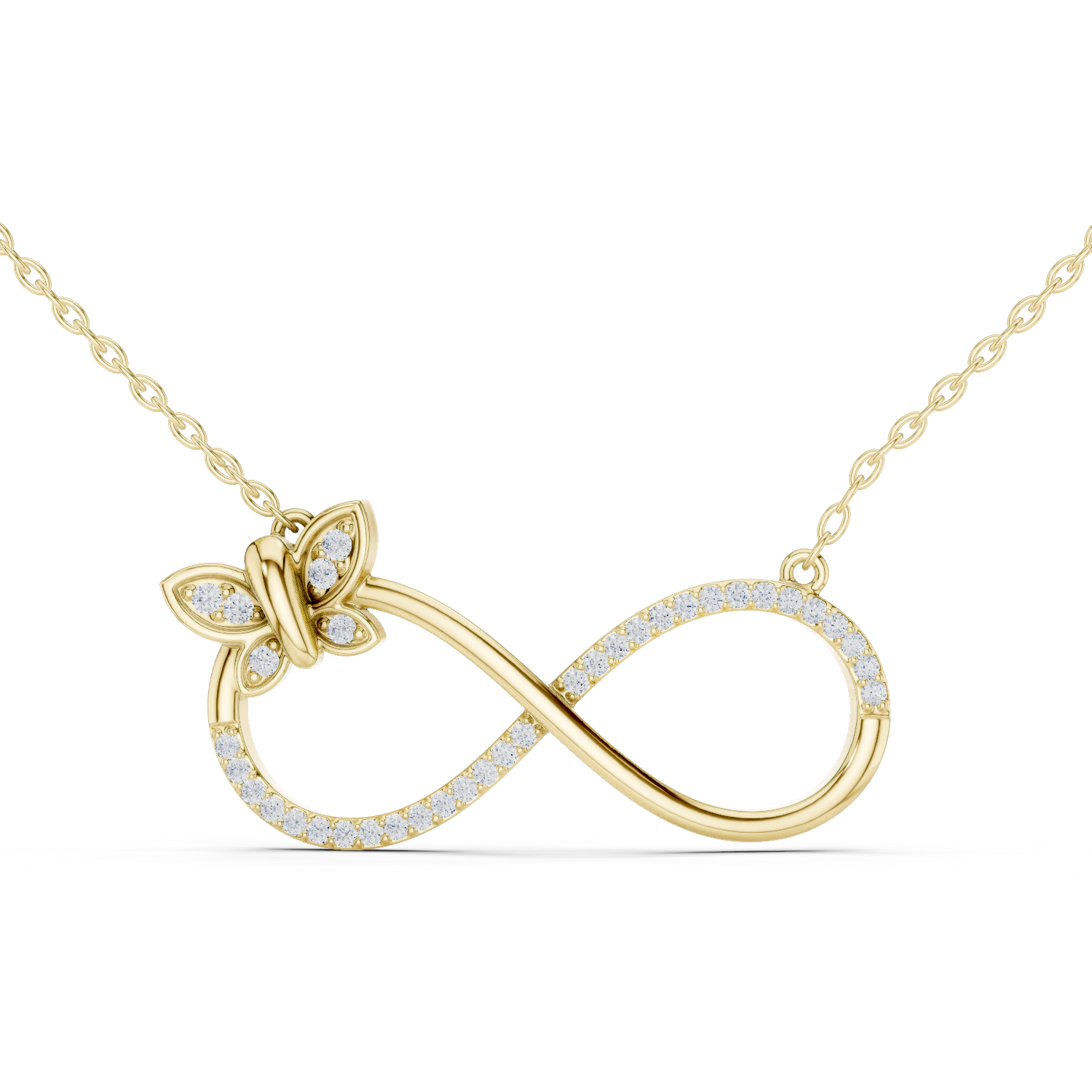 Infinity Butterfly Diamond Pendant Necklace
