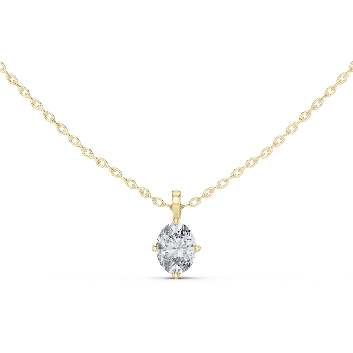 Oval Brilliant Diamond Pendant in Four-Prong Setting
