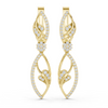 Elegant Rose Gold Diamond Leaf Drop Earrings