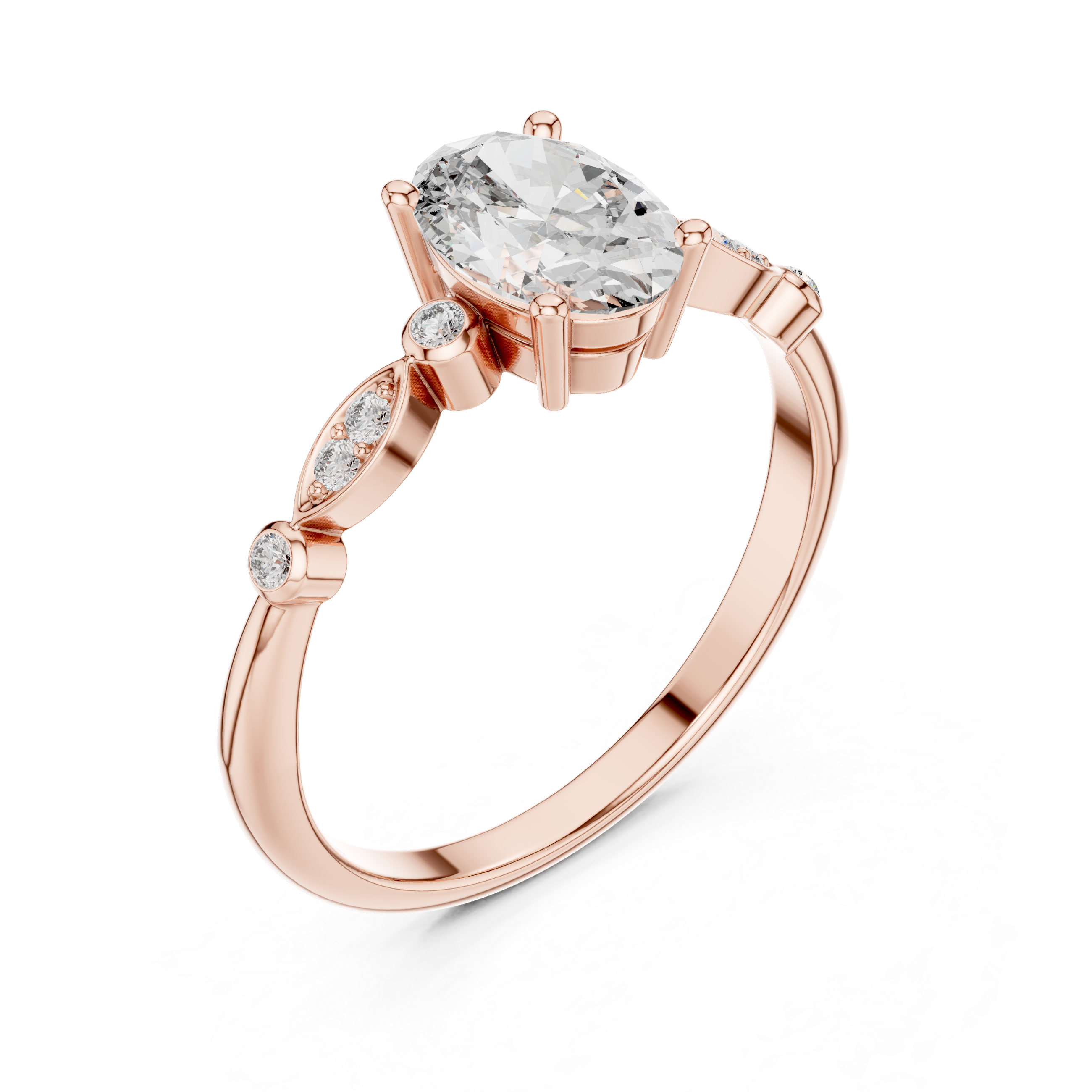 Vintage-Inspired Oval-Cut Diamond Engagement Ring