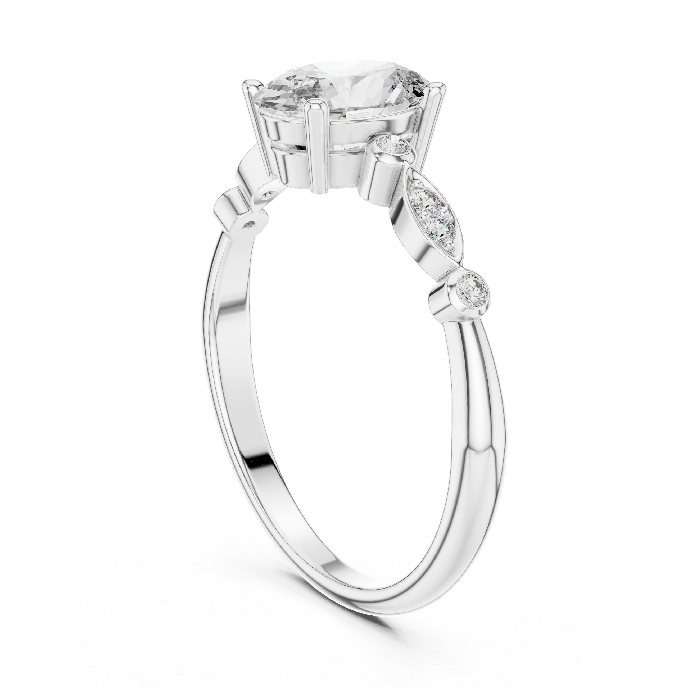 Vintage-Inspired Oval-Cut Diamond Engagement Ring