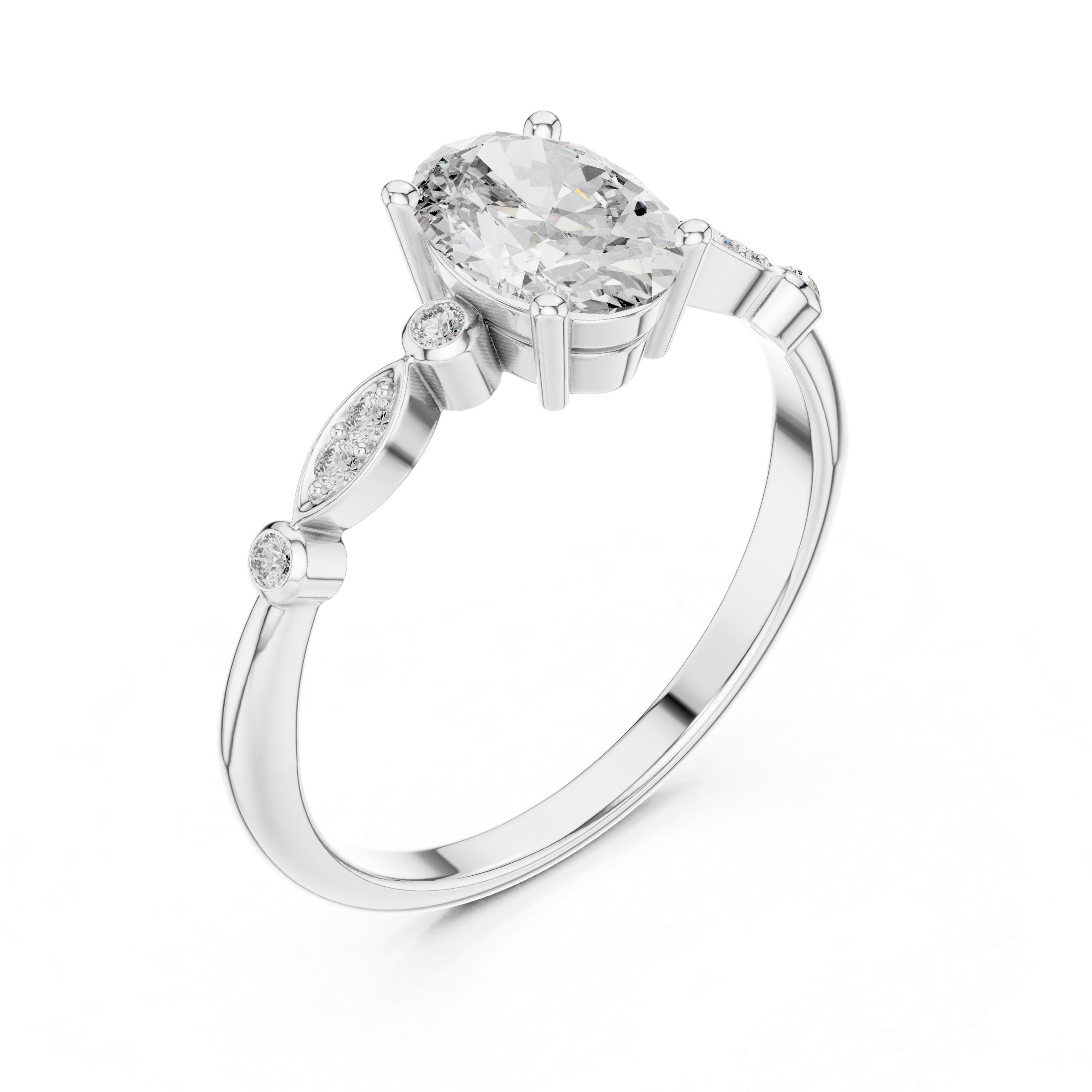 Vintage-Inspired Oval-Cut Diamond Engagement Ring