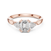 Three-Stone Diamond Ring with Emerald and Trillion Cuts