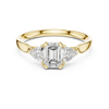 Three-Stone Diamond Ring with Emerald and Trillion Cuts