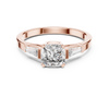 Three-Stone Engagement Ring with Round Brilliant and Tapered Baguette Diamonds