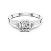 Three-Stone Engagement Ring with Round Brilliant and Tapered Baguette Diamonds