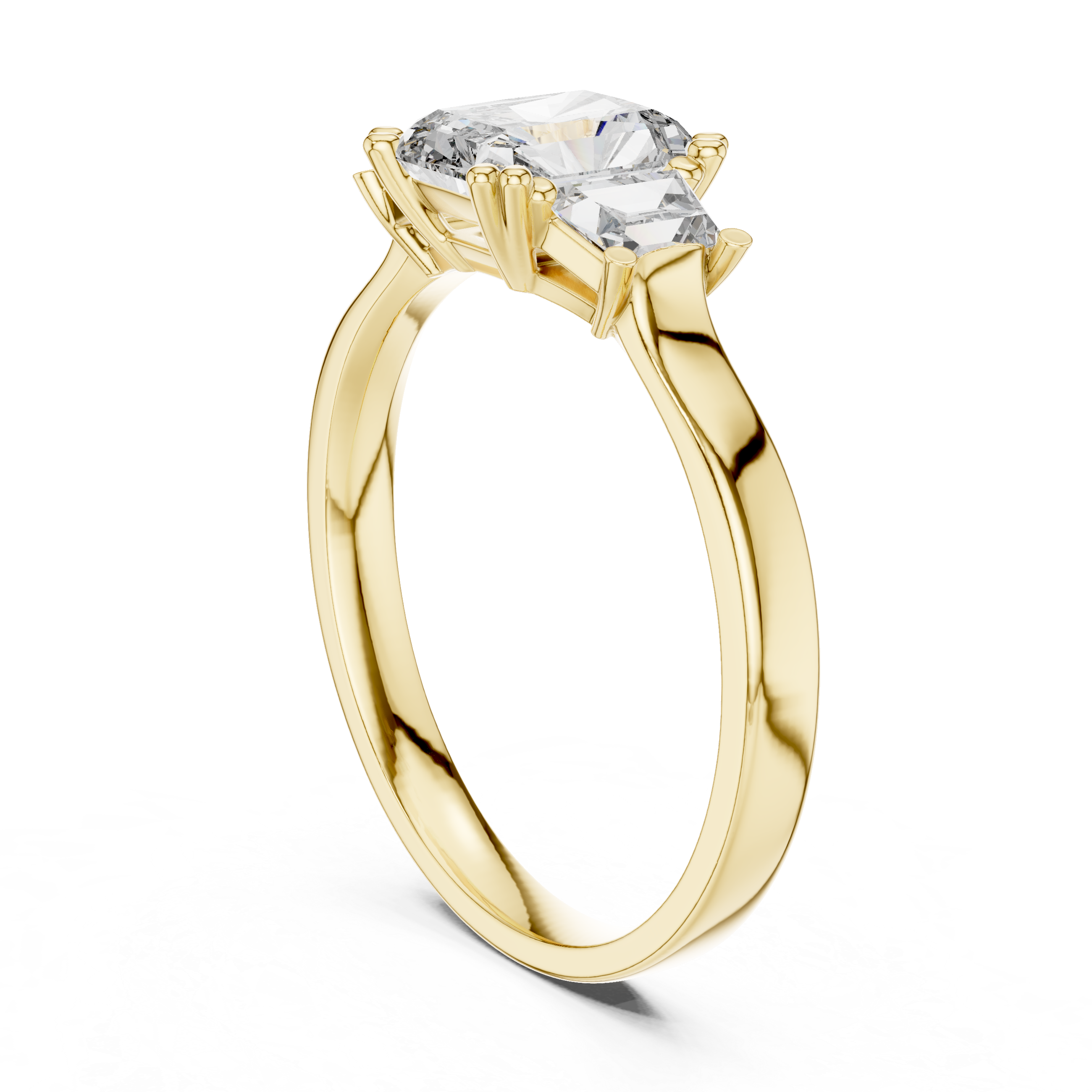 Engagement Ring with Emerald-Cut Center and Asscher Side Diamonds