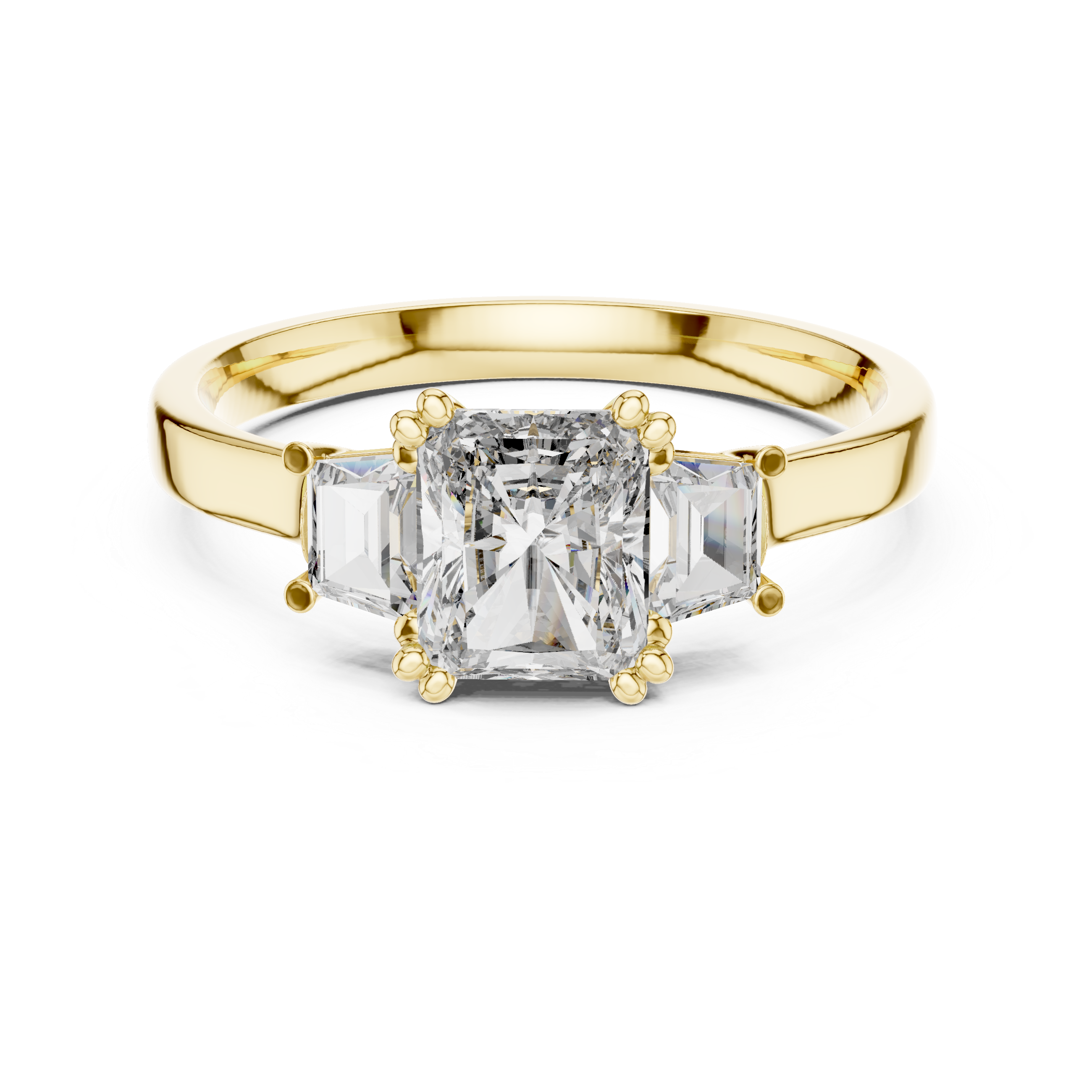 Engagement Ring with Emerald-Cut Center and Asscher Side Diamonds