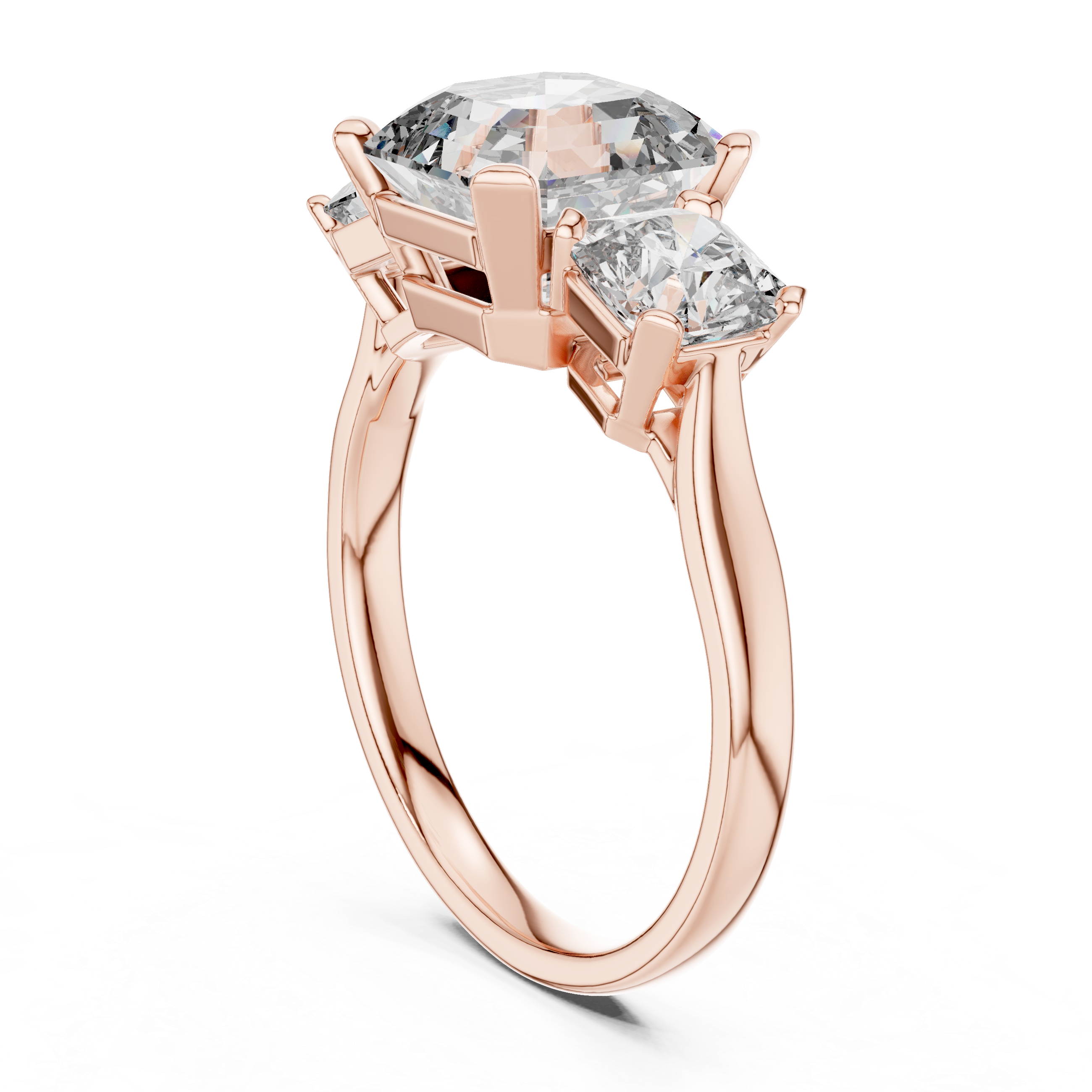 Engagement Ring with Cushion-Cut Center and Trillion Side Diamonds