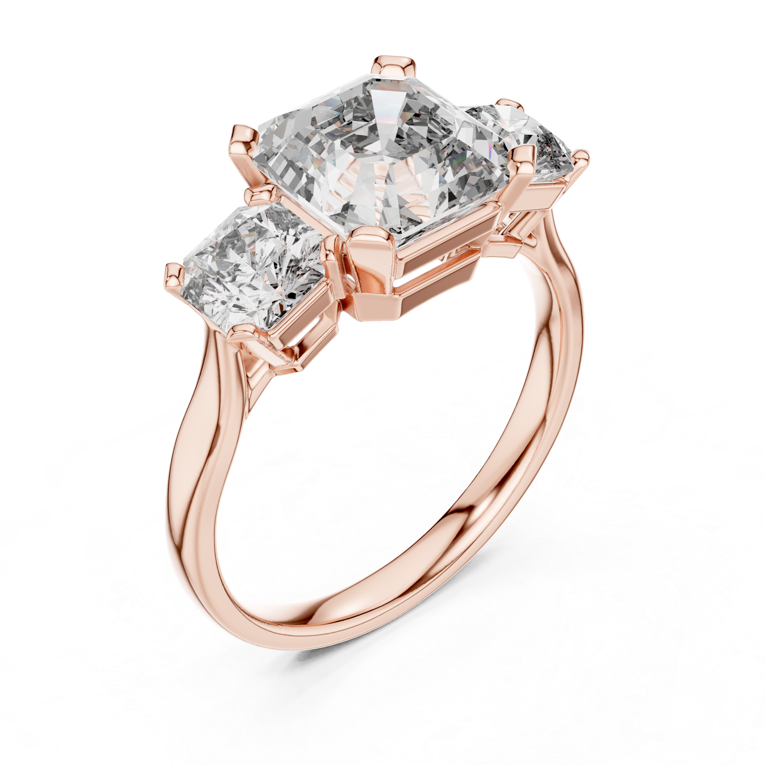 Engagement Ring with Cushion-Cut Center and Trillion Side Diamonds