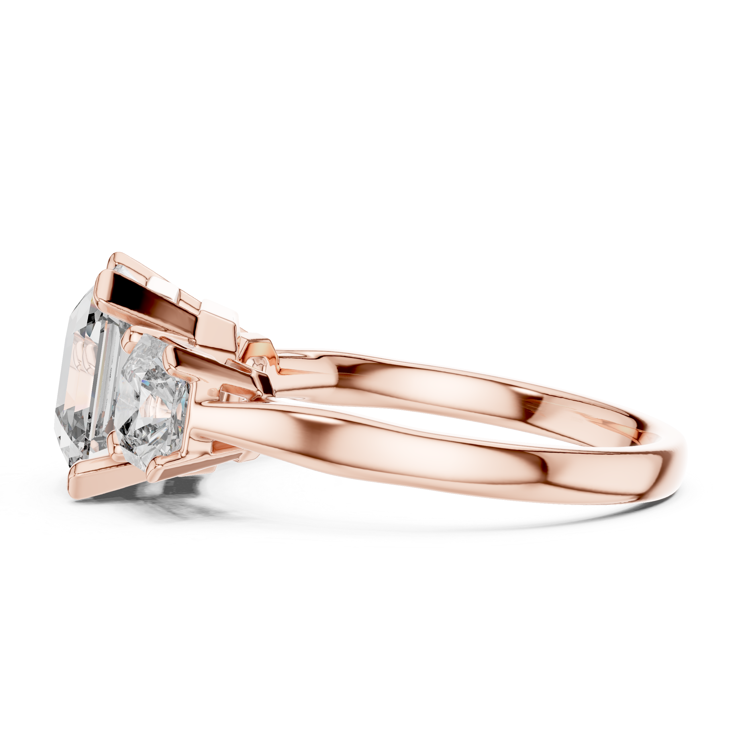 Engagement Ring with Cushion-Cut Center and Trillion Side Diamonds