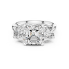 Engagement Ring with Cushion-Cut Center and Trillion Side Diamonds