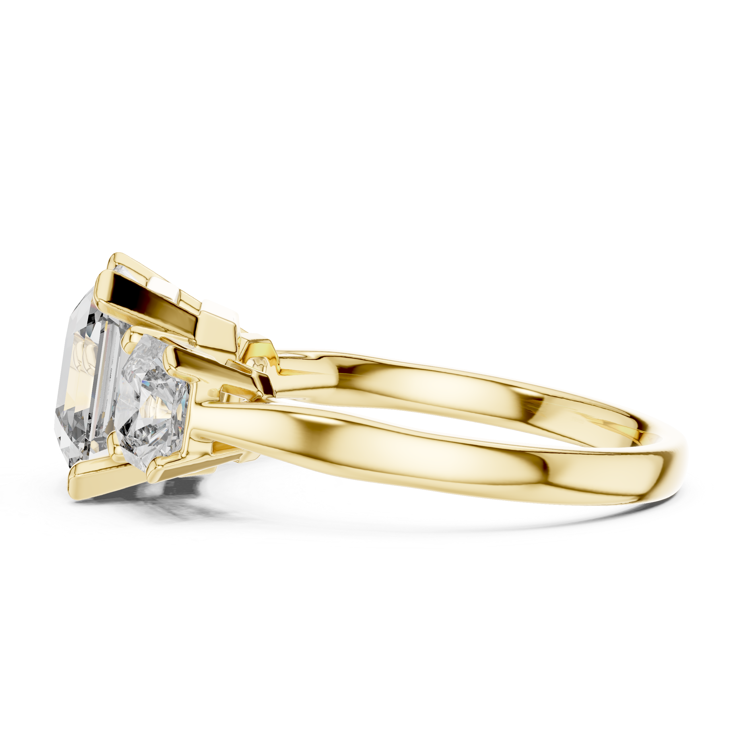 Engagement Ring with Cushion-Cut Center and Trillion Side Diamonds