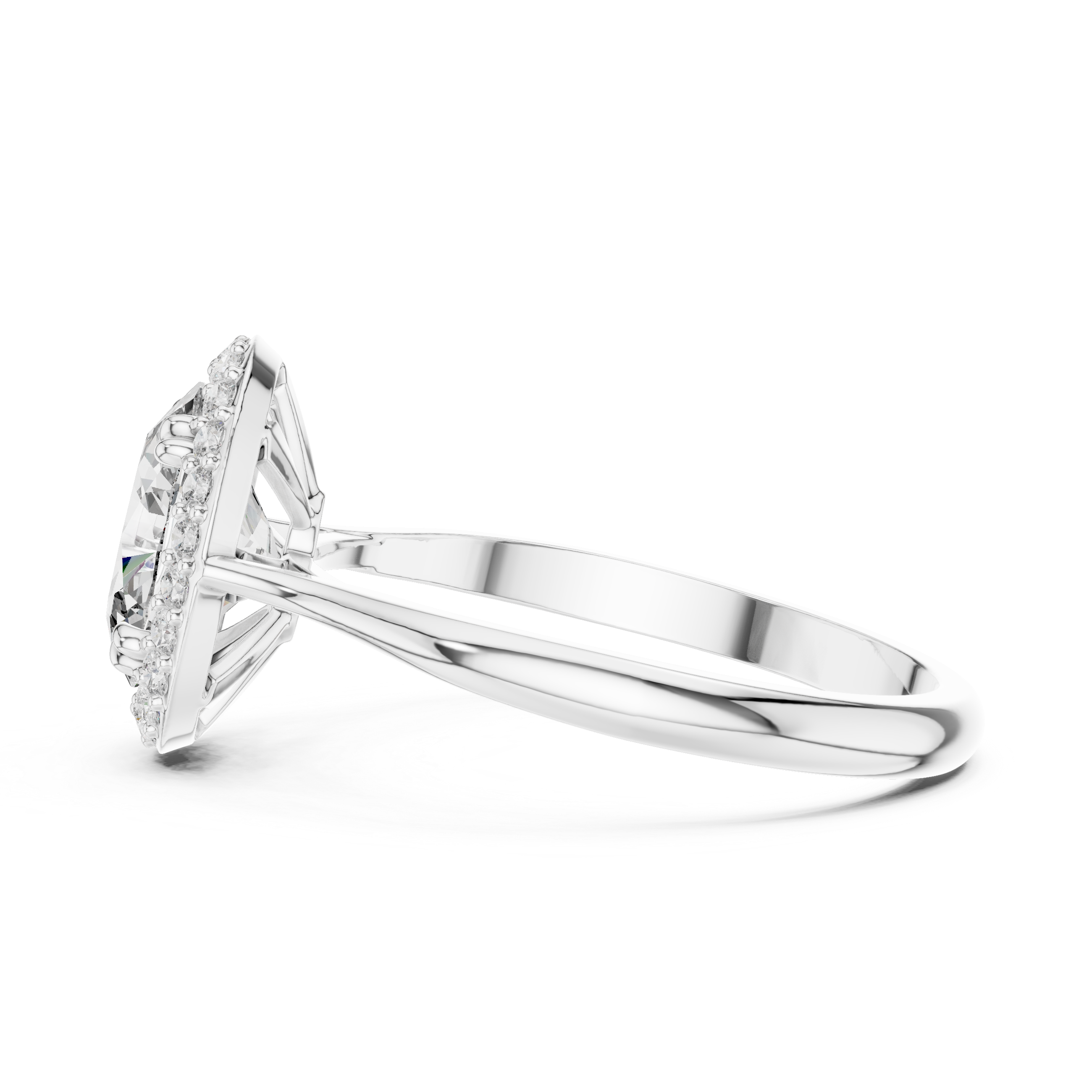 Luxurious Oval Halo Ring with Diamond