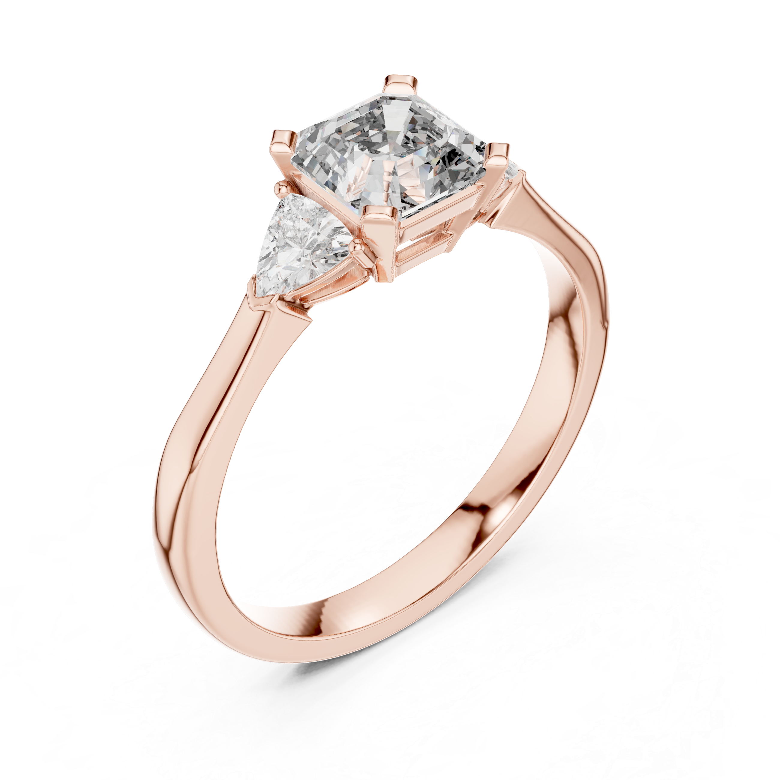 Enchanting Trio: Radiant-Cut Diamond Flanked by Pear Accents