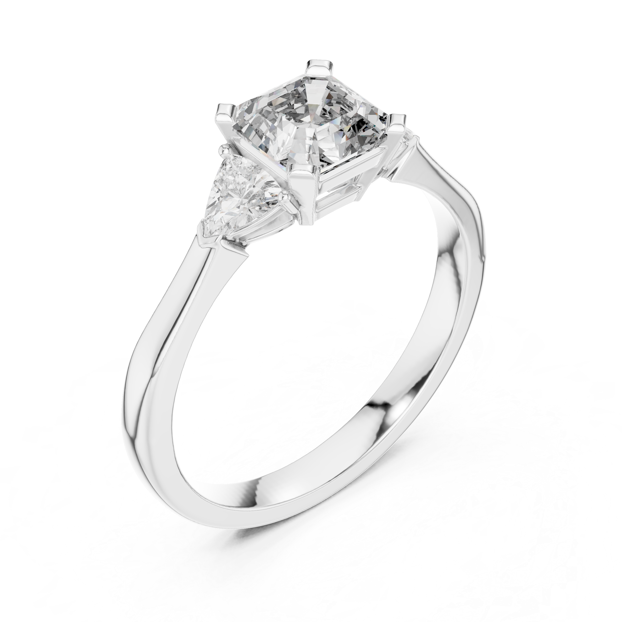 Enchanting Trio: Radiant-Cut Diamond Flanked by Pear Accents