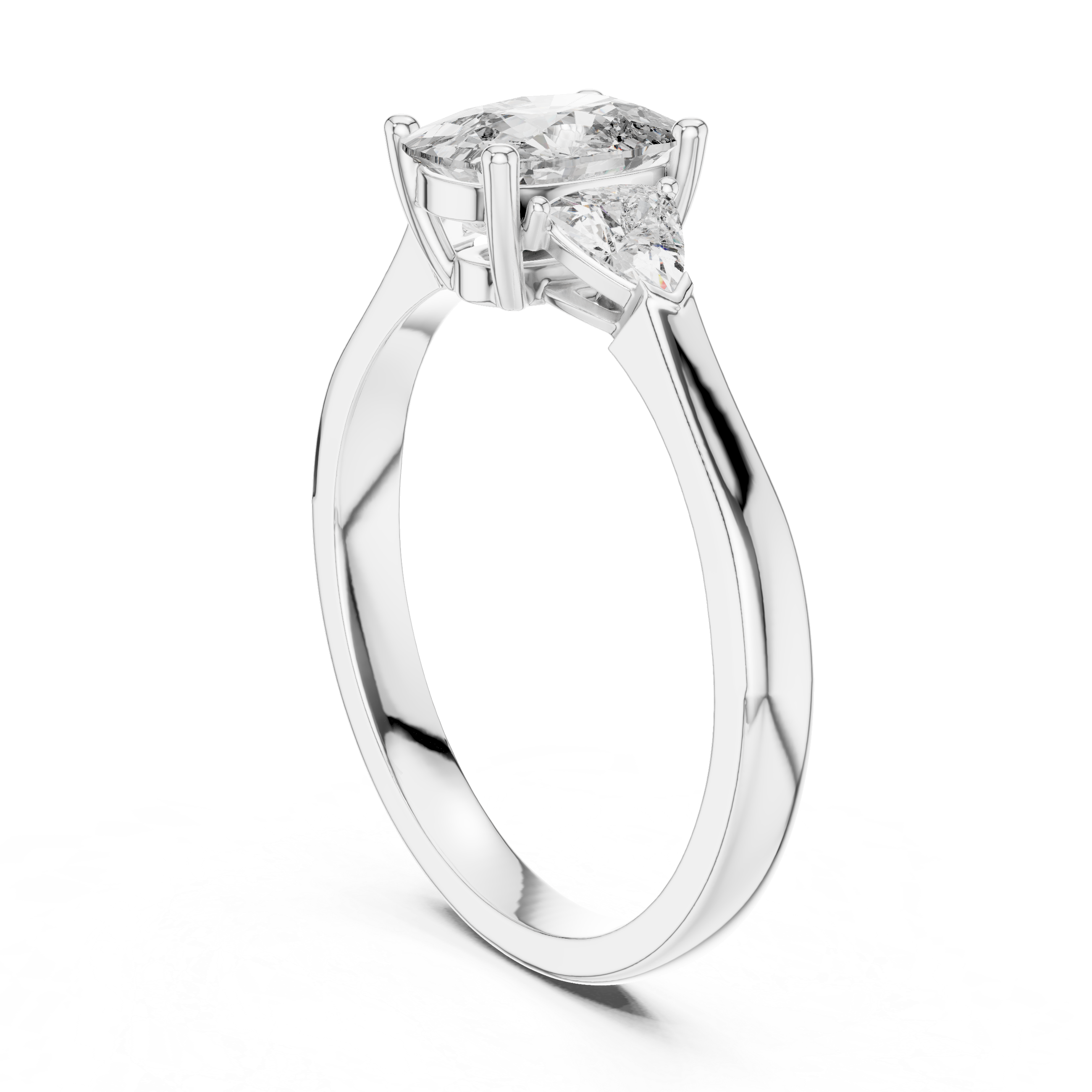Cushion-Cut and Pear Three-Stone Diamond Engagement Ring