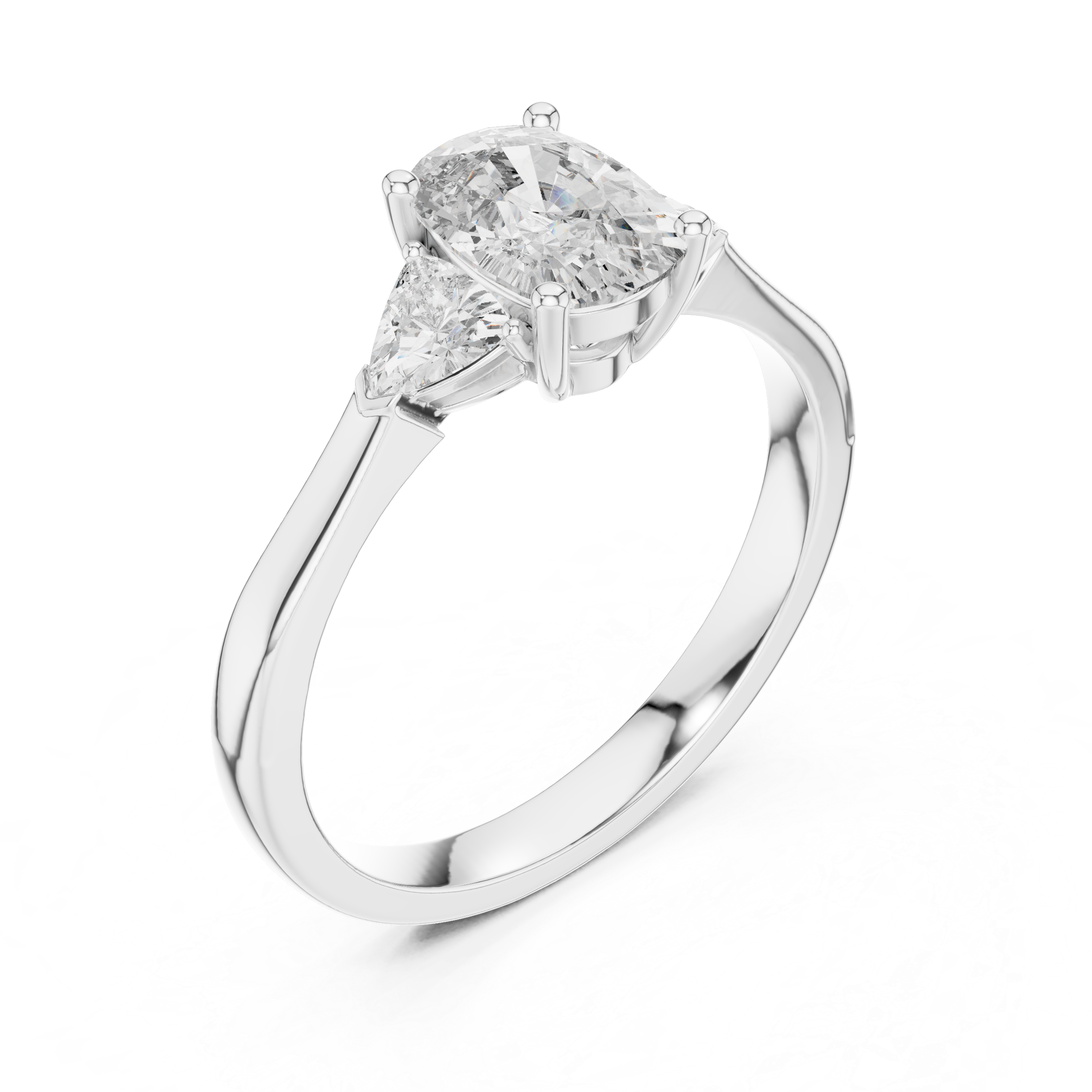 Cushion-Cut and Pear Three-Stone Diamond Engagement Ring