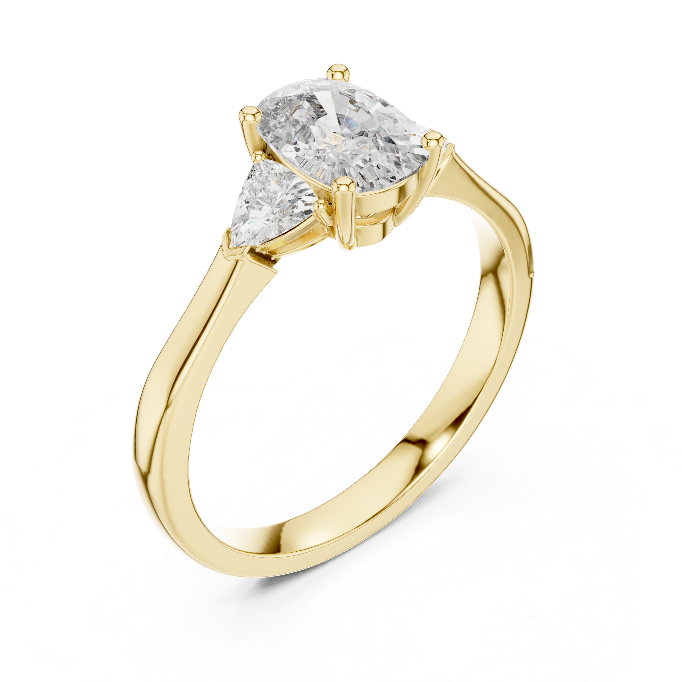 Cushion-Cut and Pear Three-Stone Diamond Engagement Ring