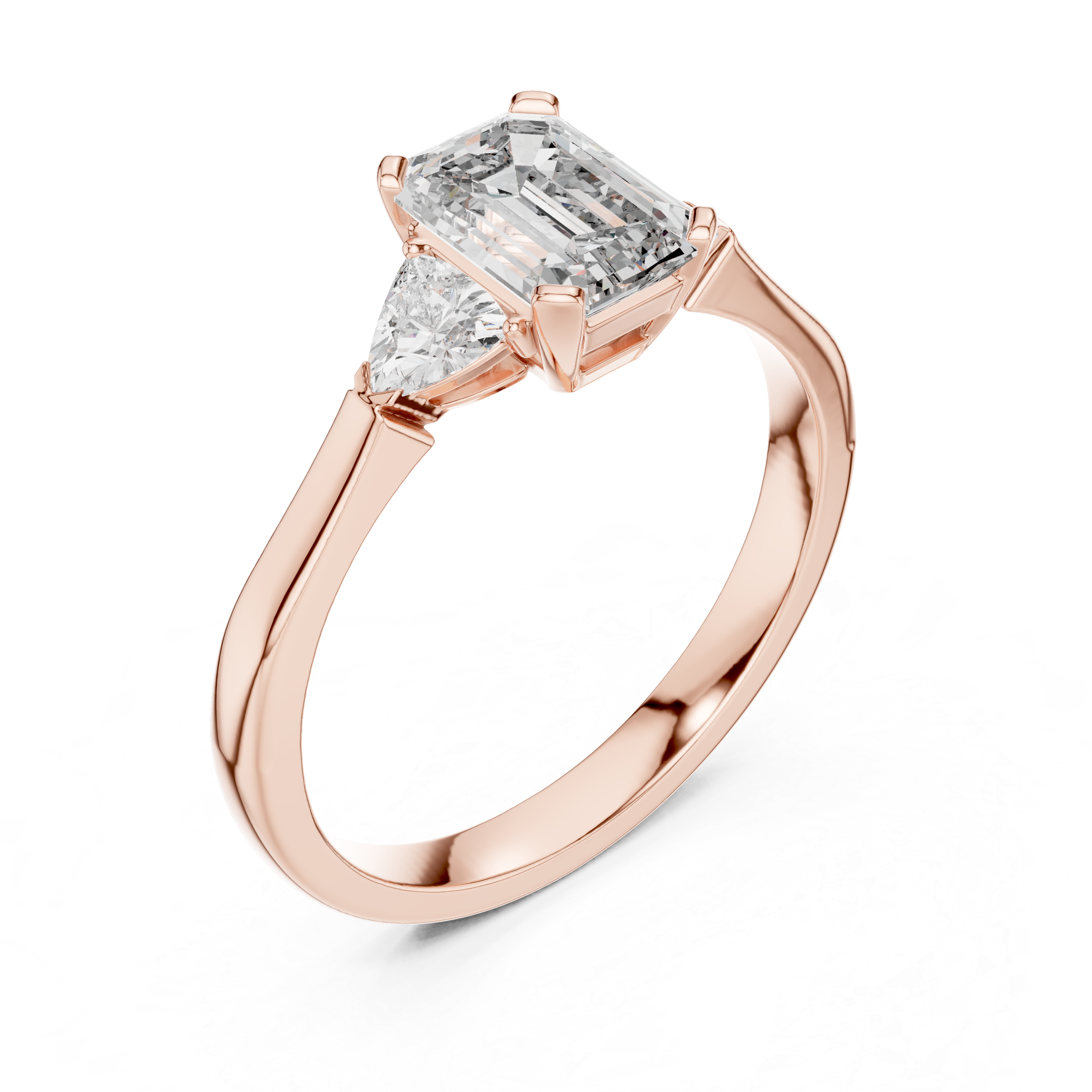 Emerald-Cut and Pear Three-Stone Diamond