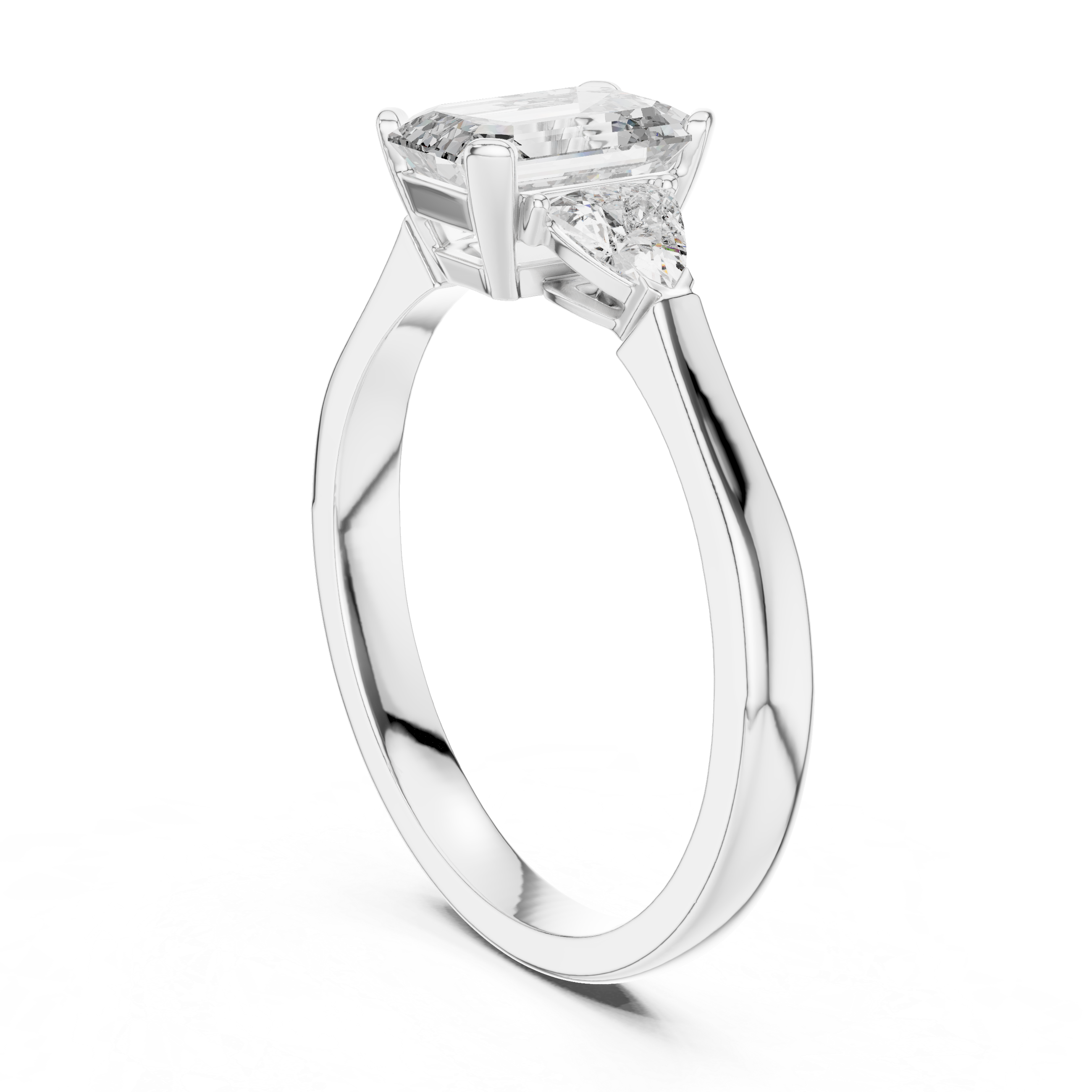Emerald-Cut and Pear Three-Stone Diamond