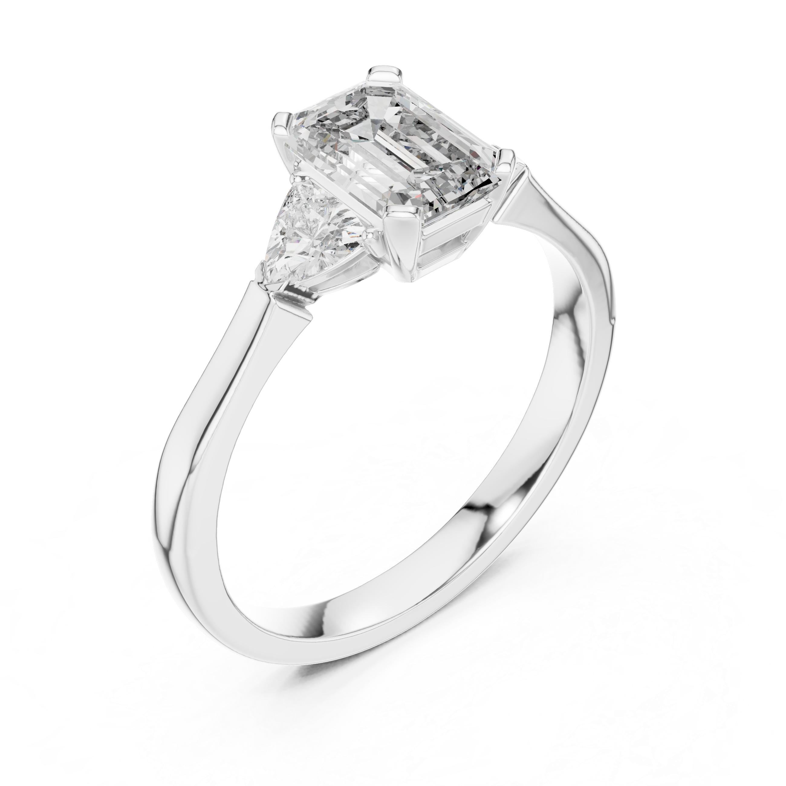 Emerald-Cut and Pear Three-Stone Diamond