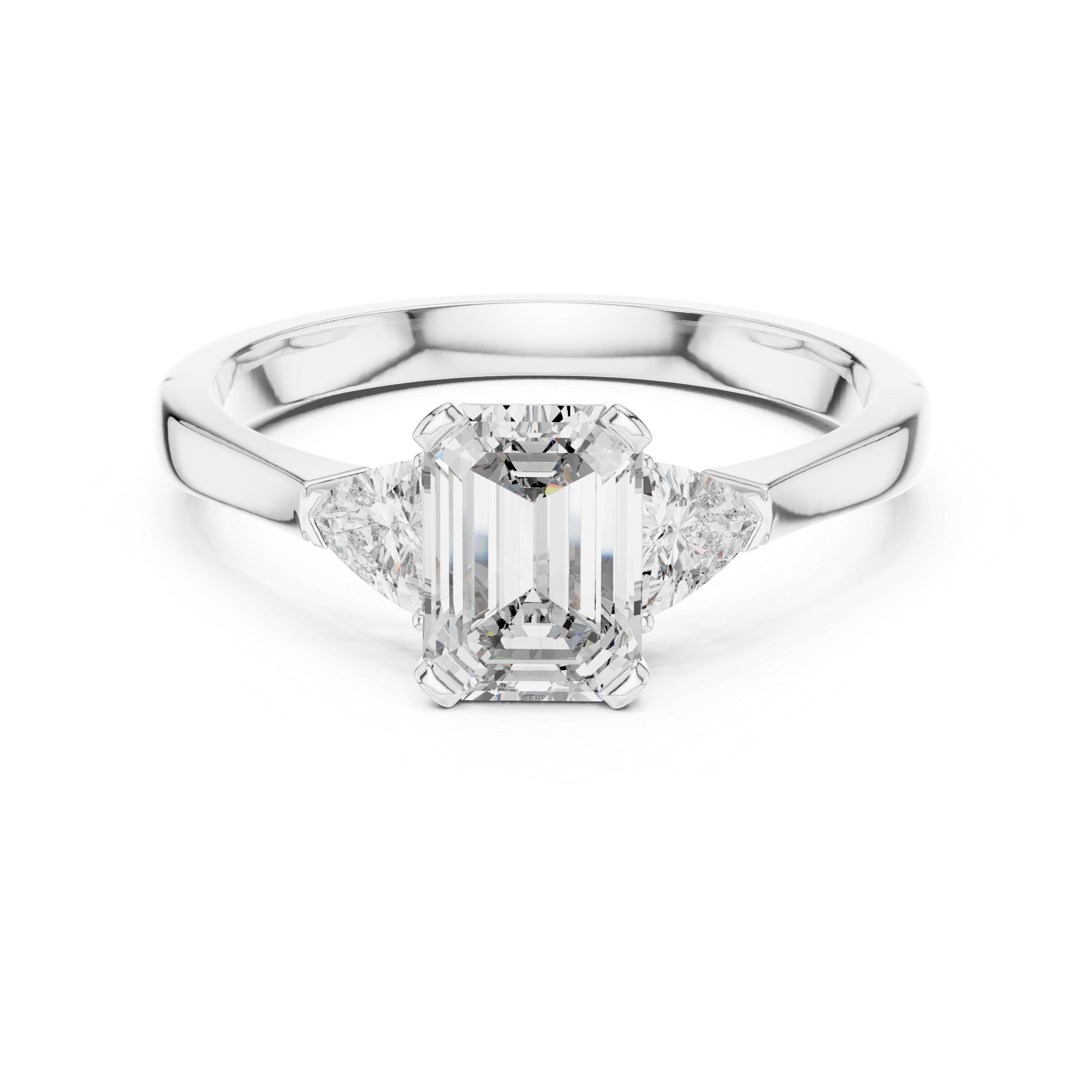 Emerald-Cut and Pear Three-Stone Diamond
