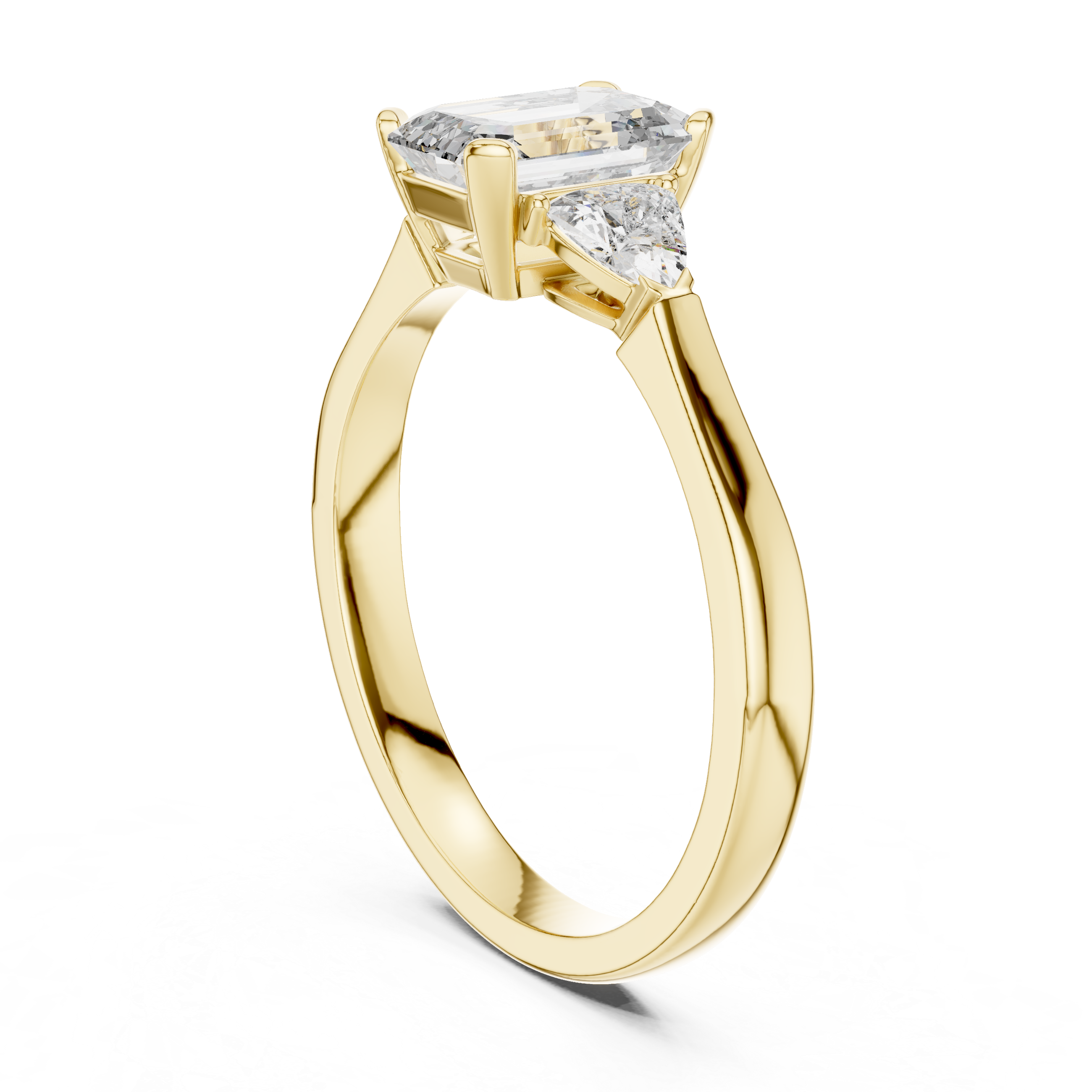 Emerald-Cut and Pear Three-Stone Diamond