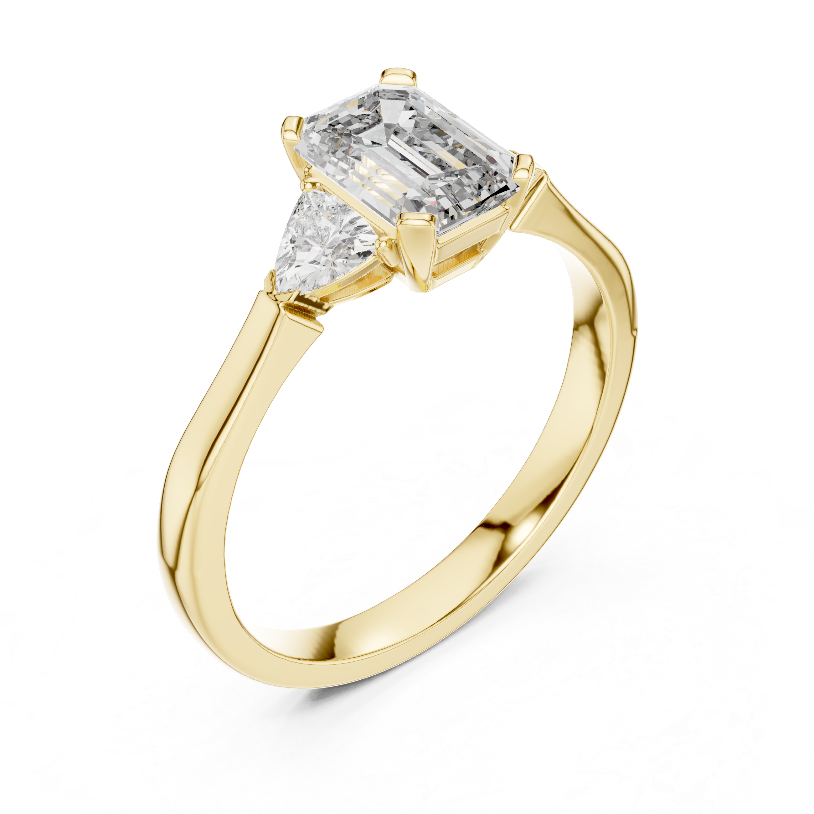 Emerald-Cut and Pear Three-Stone Diamond
