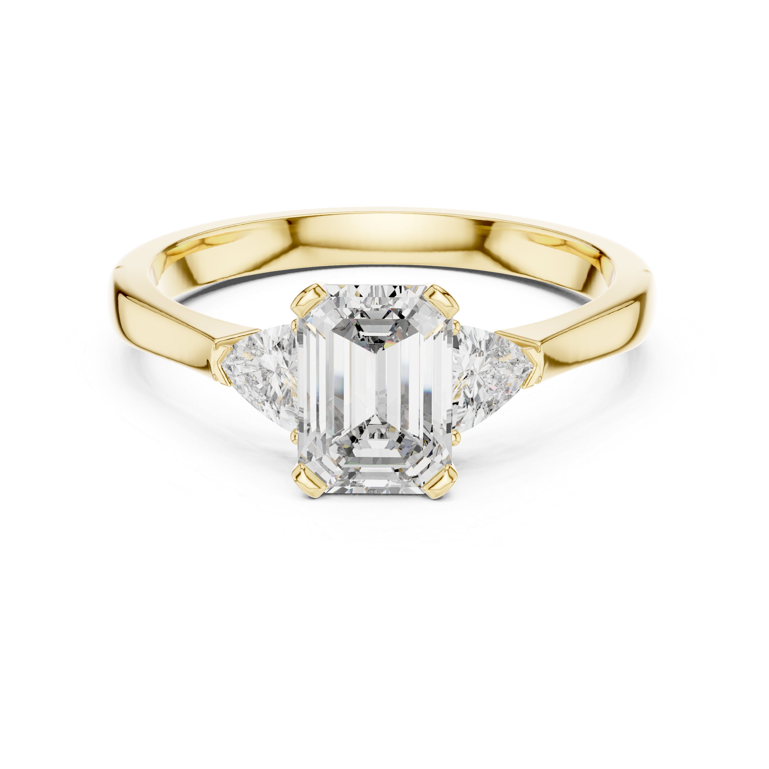 Emerald-Cut and Pear Three-Stone Diamond