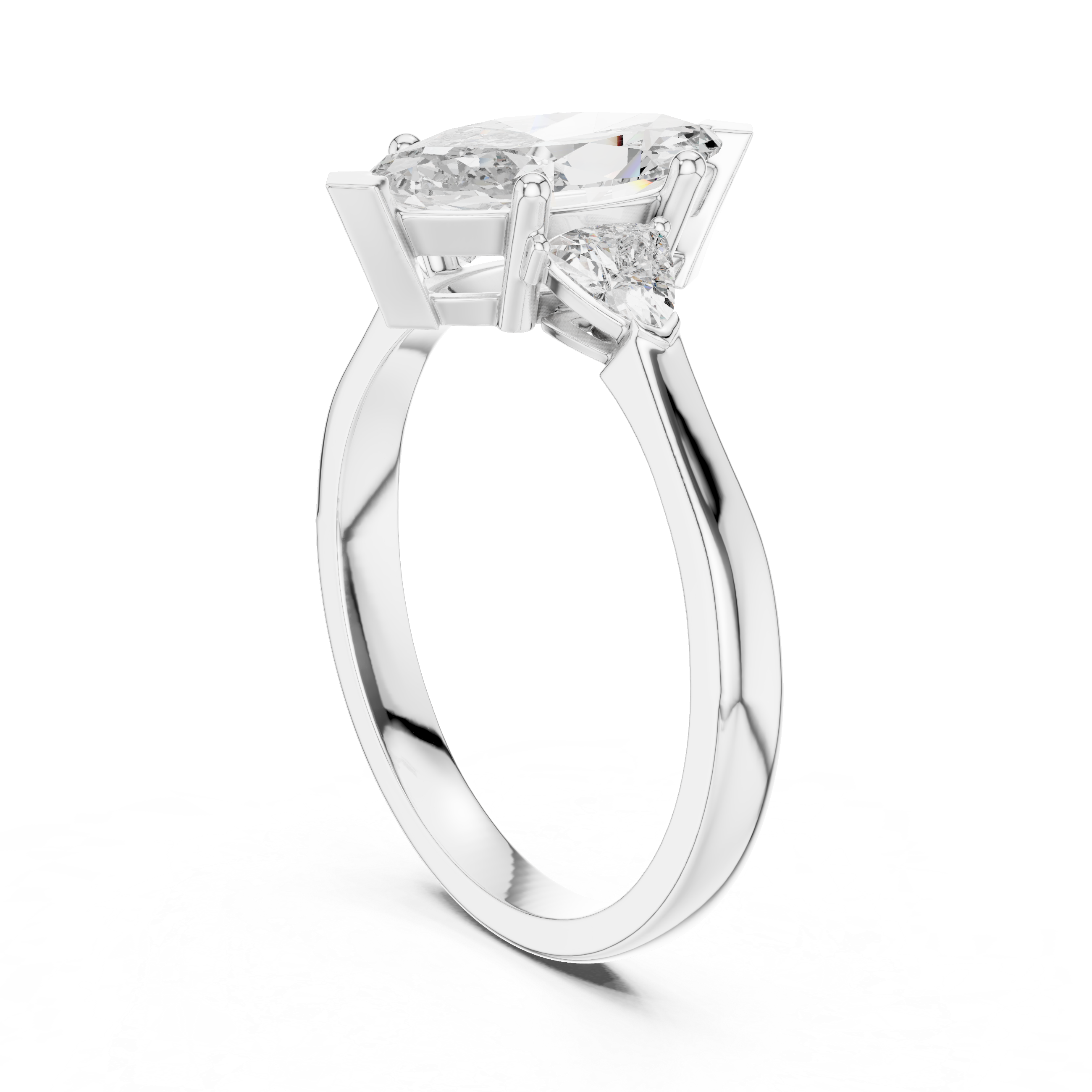 Marquise-Cut and Pear Three-Stone Diamond