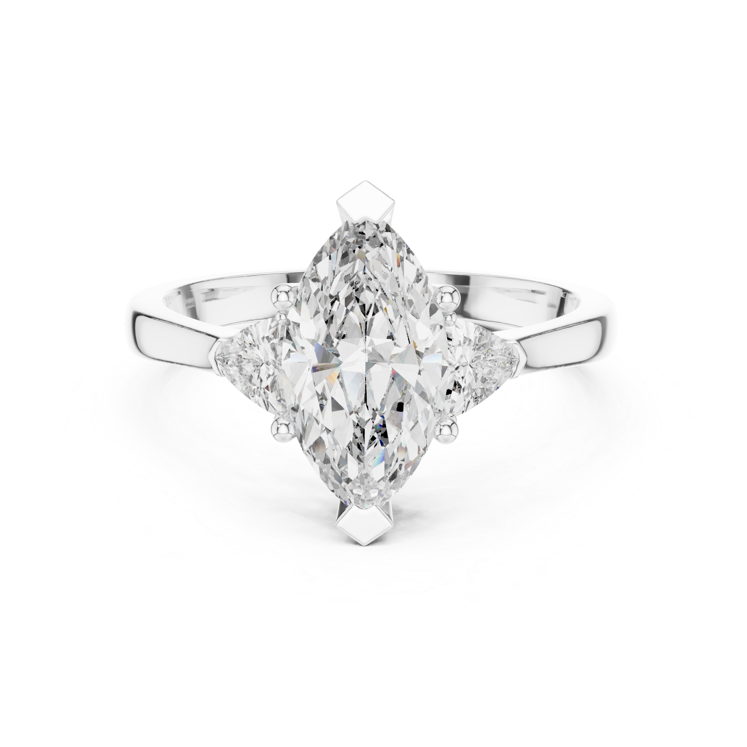 Marquise-Cut and Pear Three-Stone Diamond