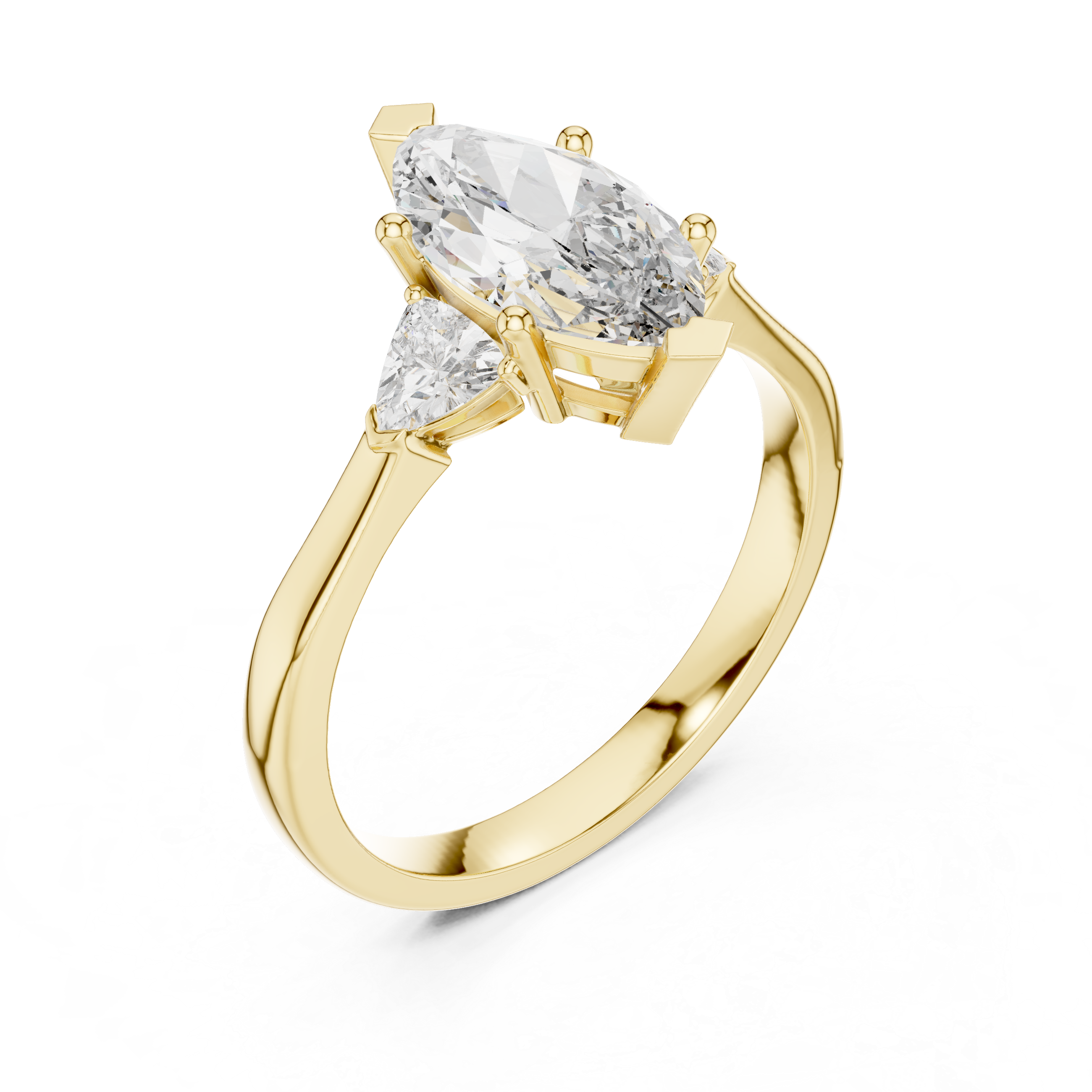 Marquise-Cut and Pear Three-Stone Diamond