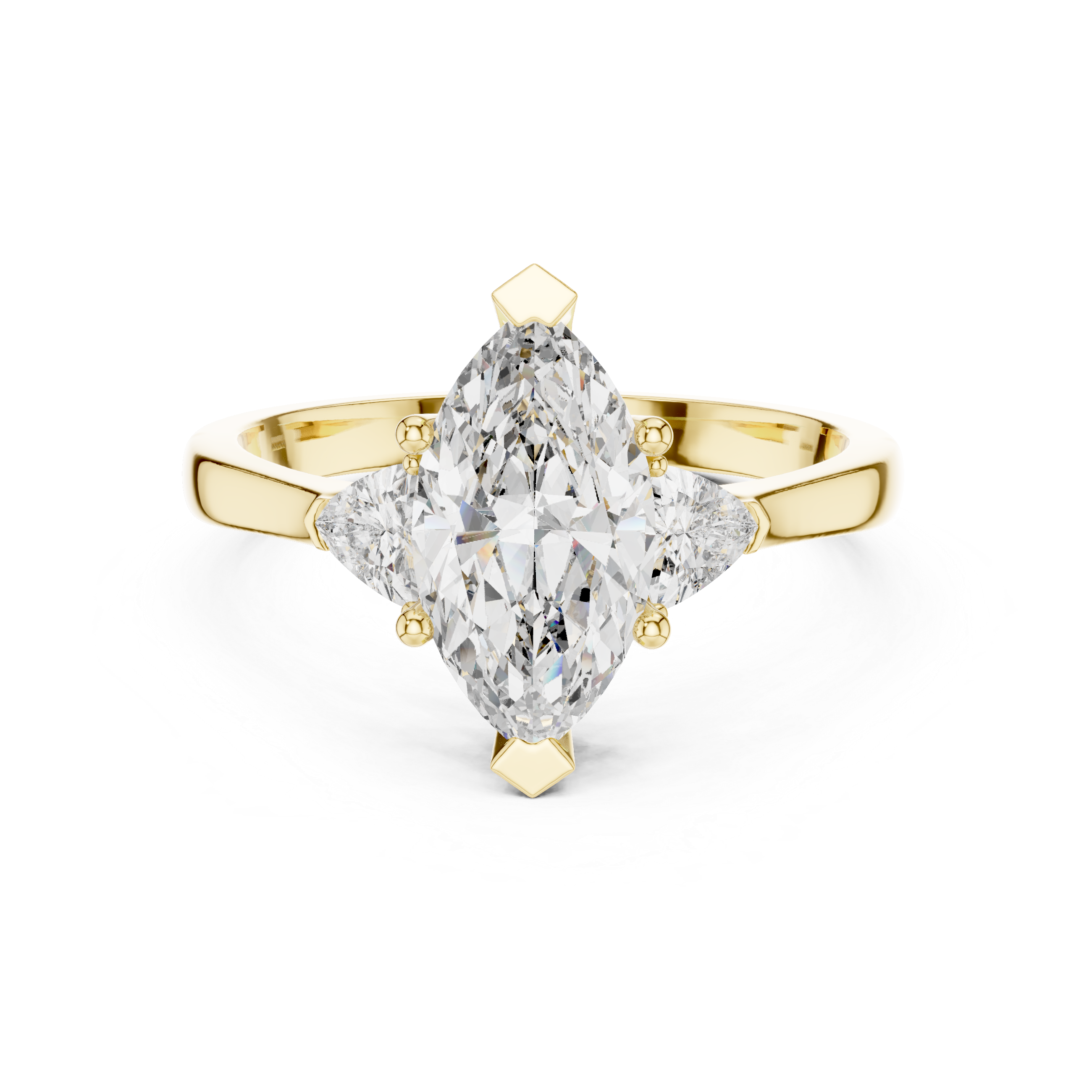 Marquise-Cut and Pear Three-Stone Diamond