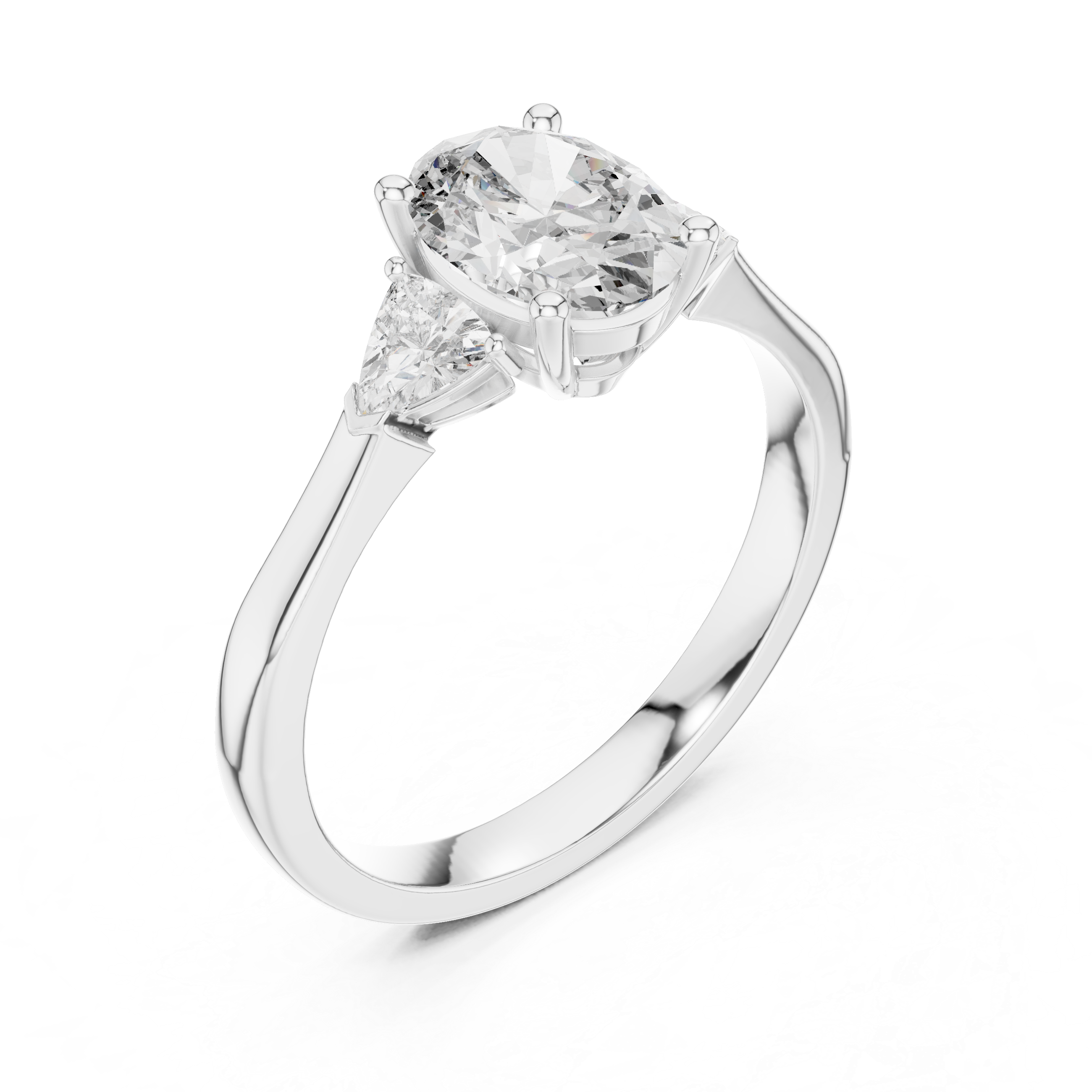 Oval-Cut and Pear Three-Stone Diamond
