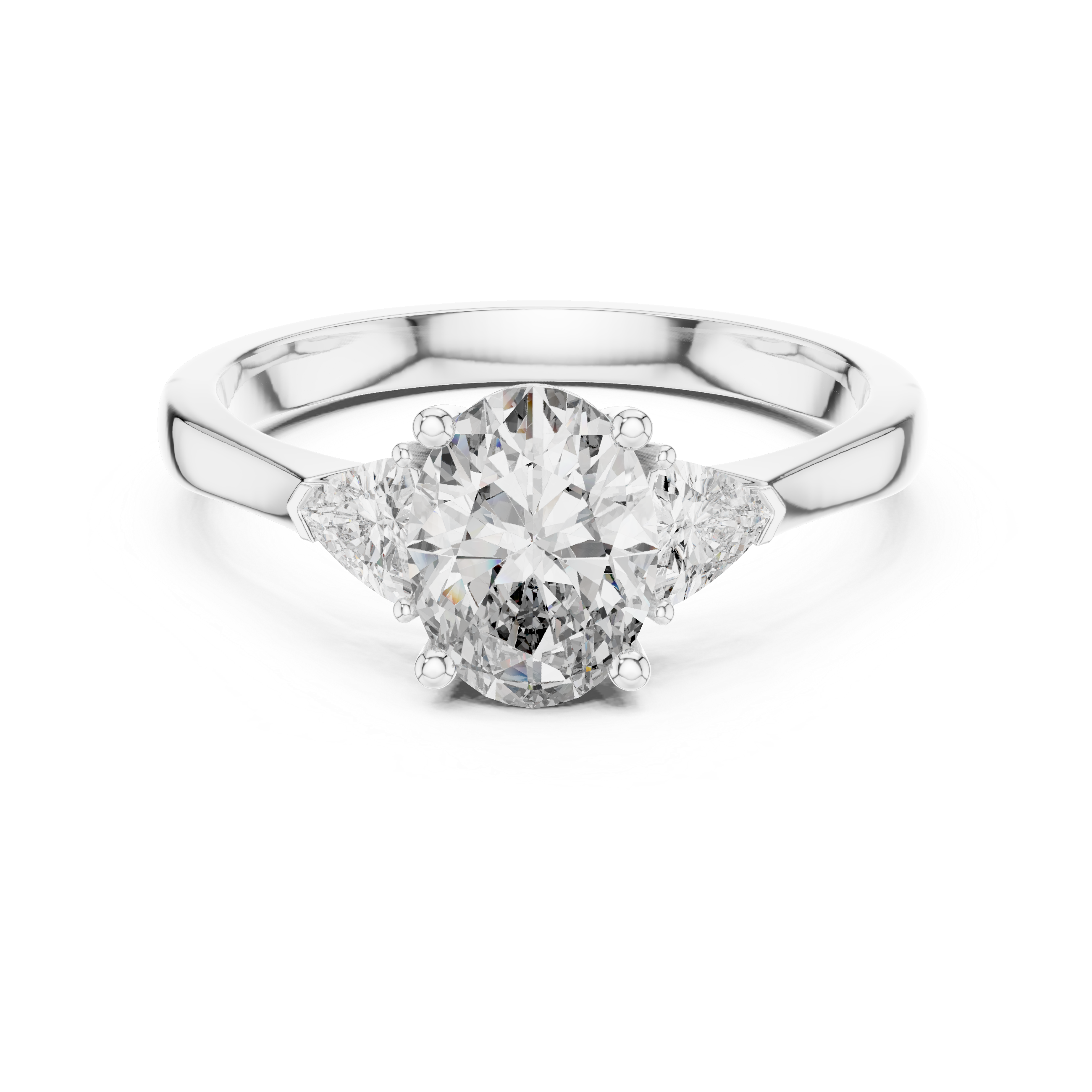 Oval-Cut and Pear Three-Stone Diamond