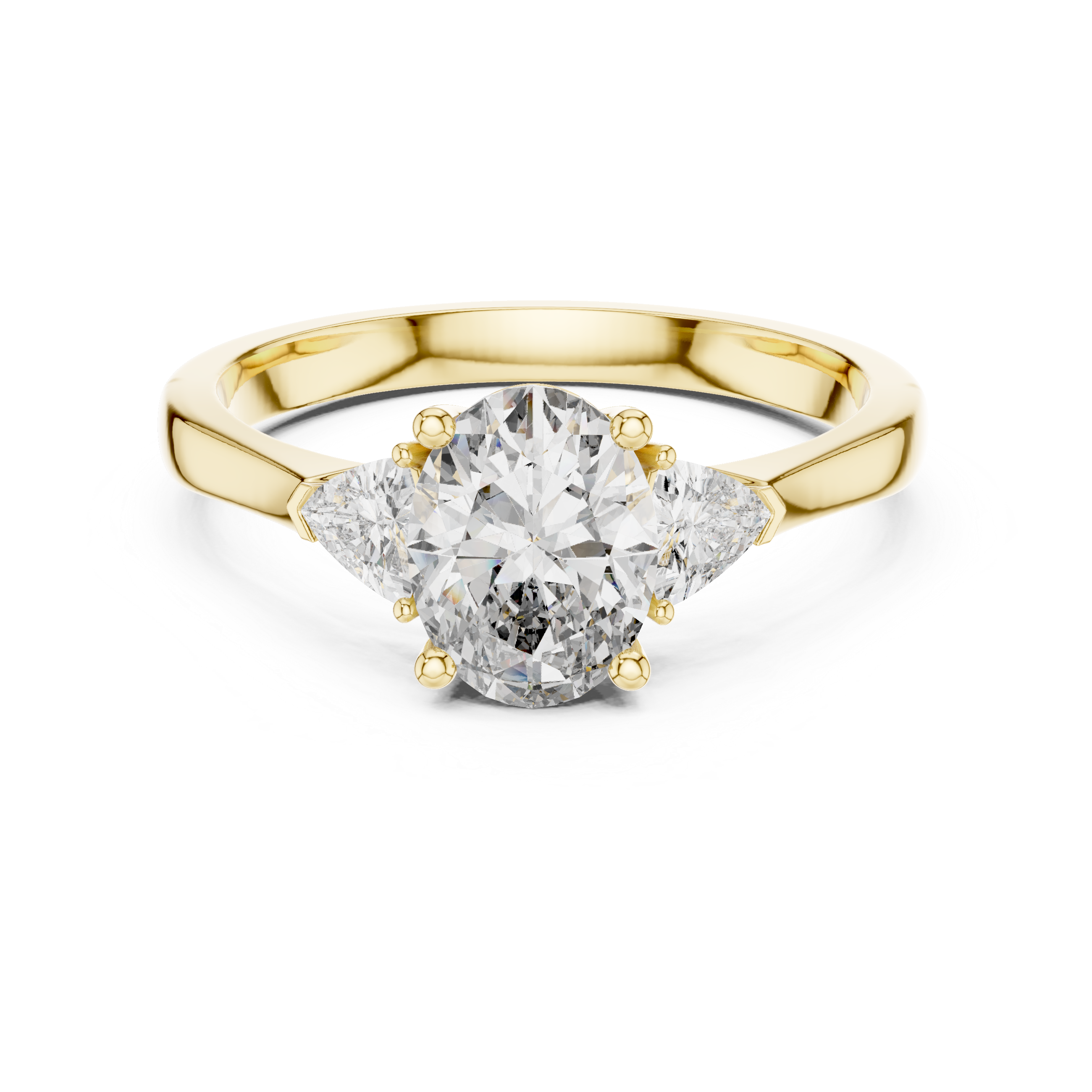 Oval-Cut and Pear Three-Stone Diamond