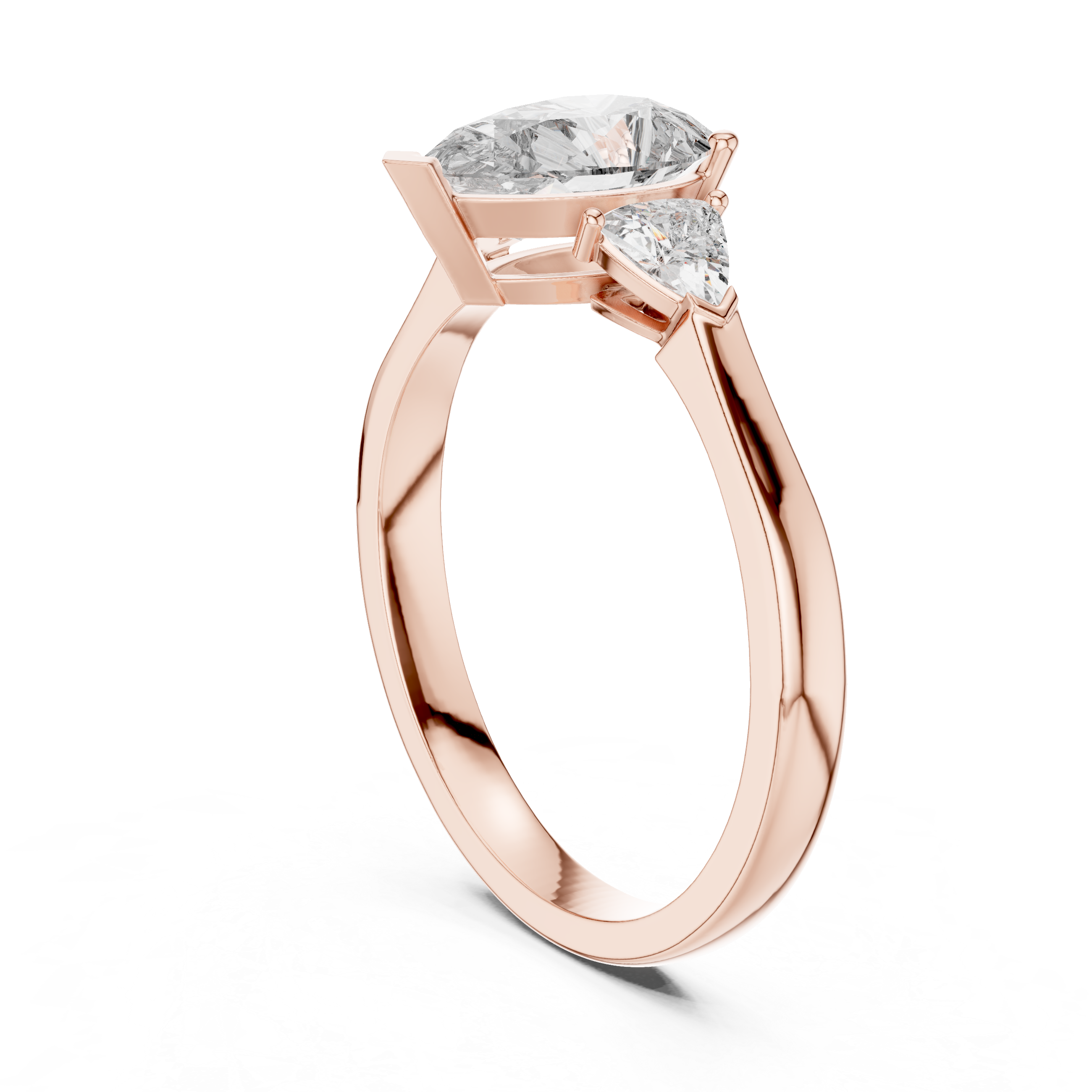 Pear-Cut and Pear Three-Stone Diamond Engagement Ring