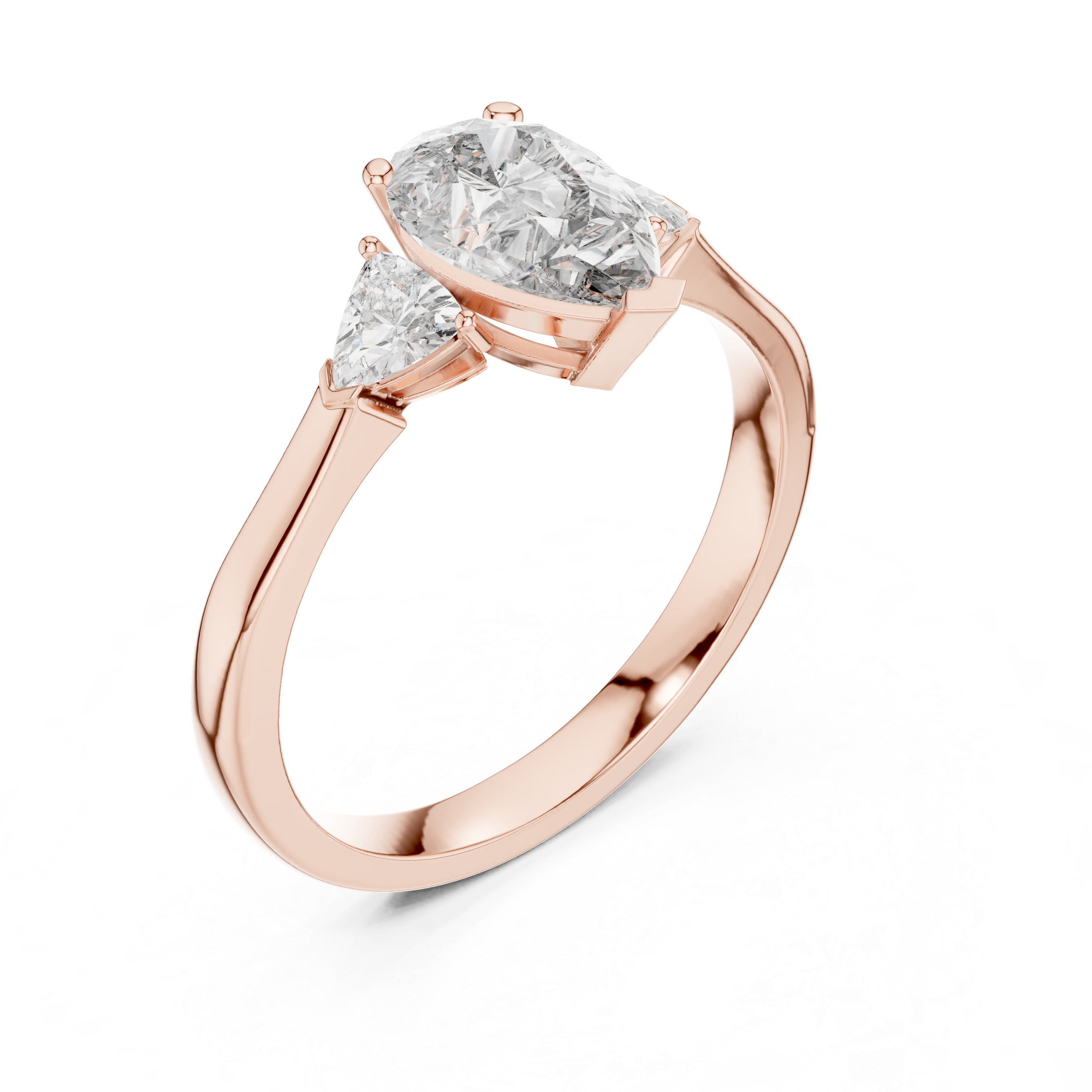 Pear-Cut and Pear Three-Stone Diamond Engagement Ring