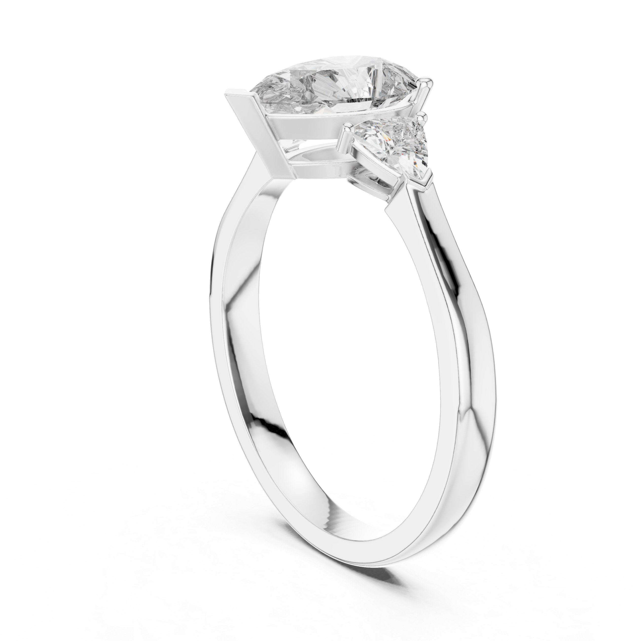 Pear-Cut and Pear Three-Stone Diamond Engagement Ring