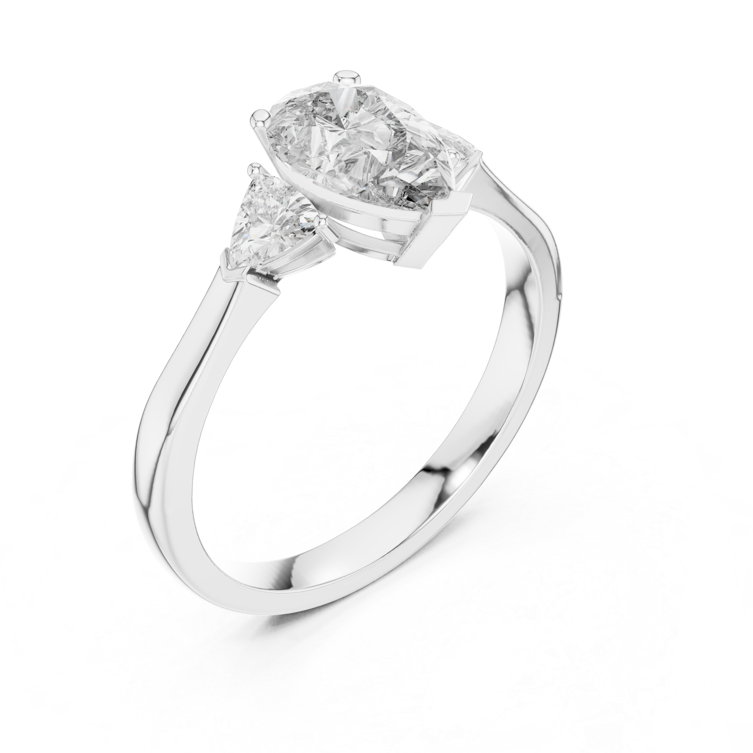 Pear-Cut and Pear Three-Stone Diamond Engagement Ring