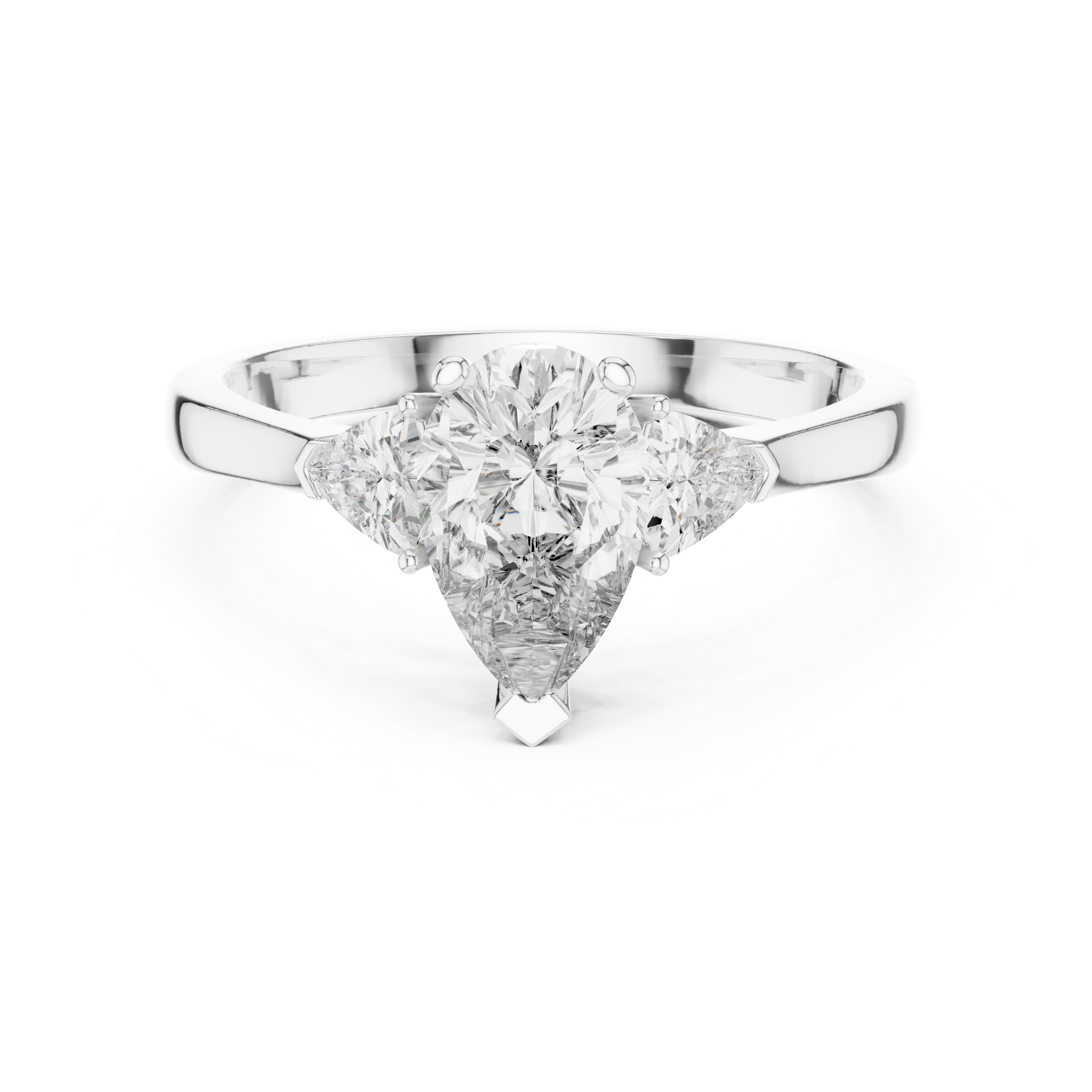 Pear-Cut and Pear Three-Stone Diamond Engagement Ring