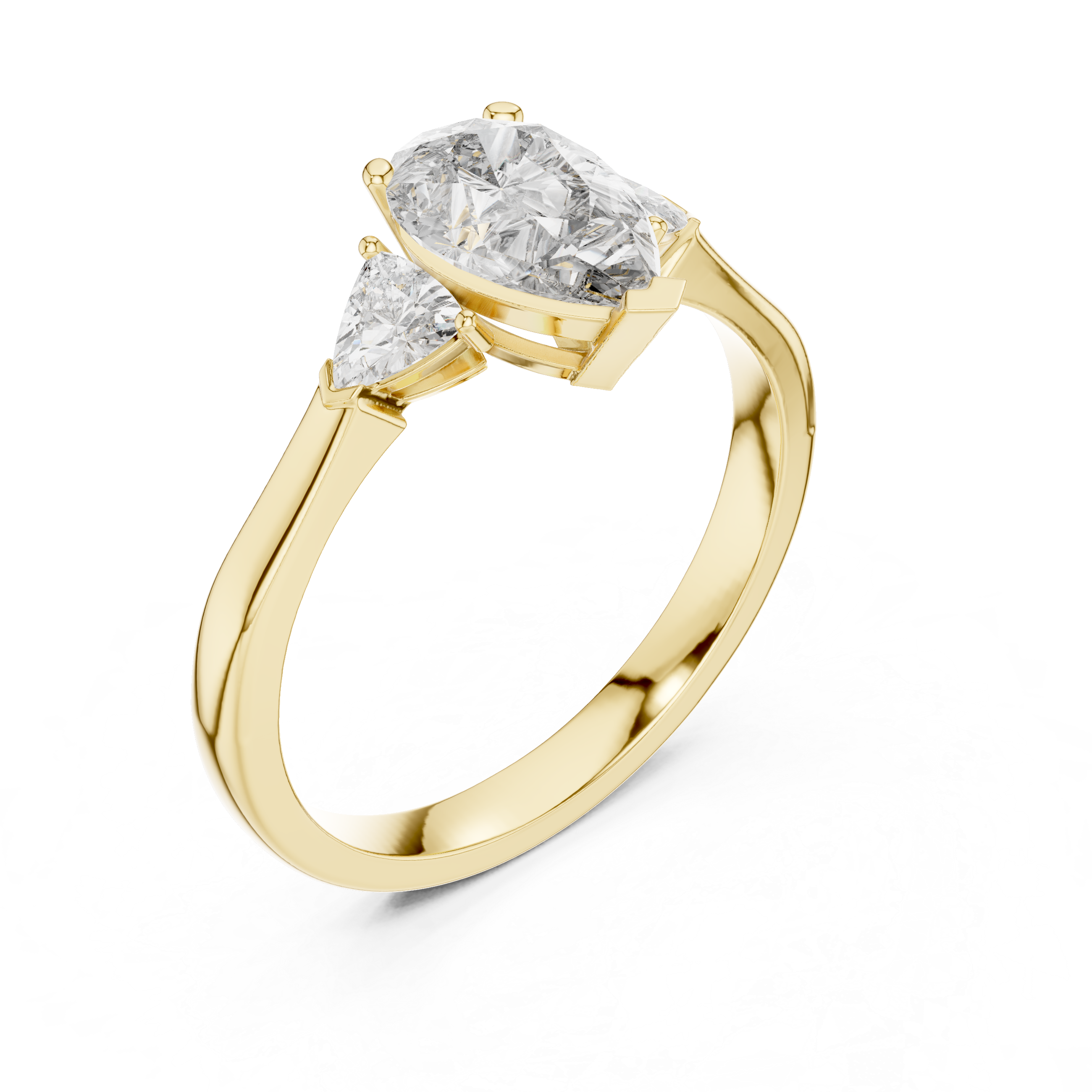 Pear-Cut and Pear Three-Stone Diamond Engagement Ring