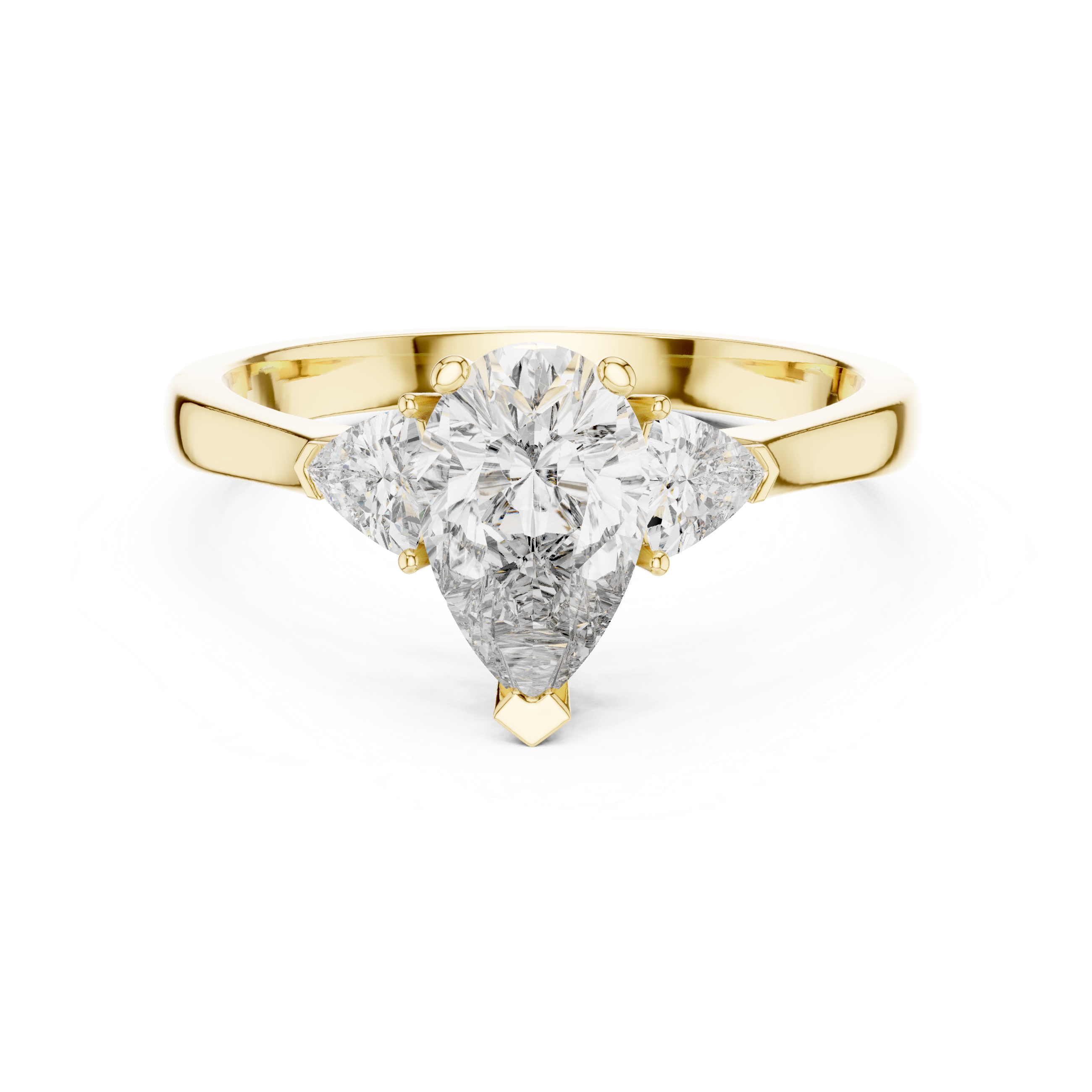 Pear-Cut and Pear Three-Stone Diamond Engagement Ring