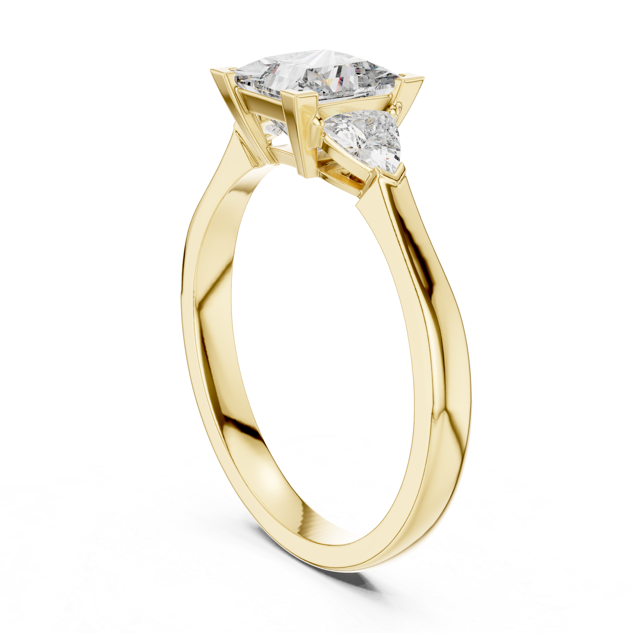 Princess-Cut and Pear Three-Stone Diamond