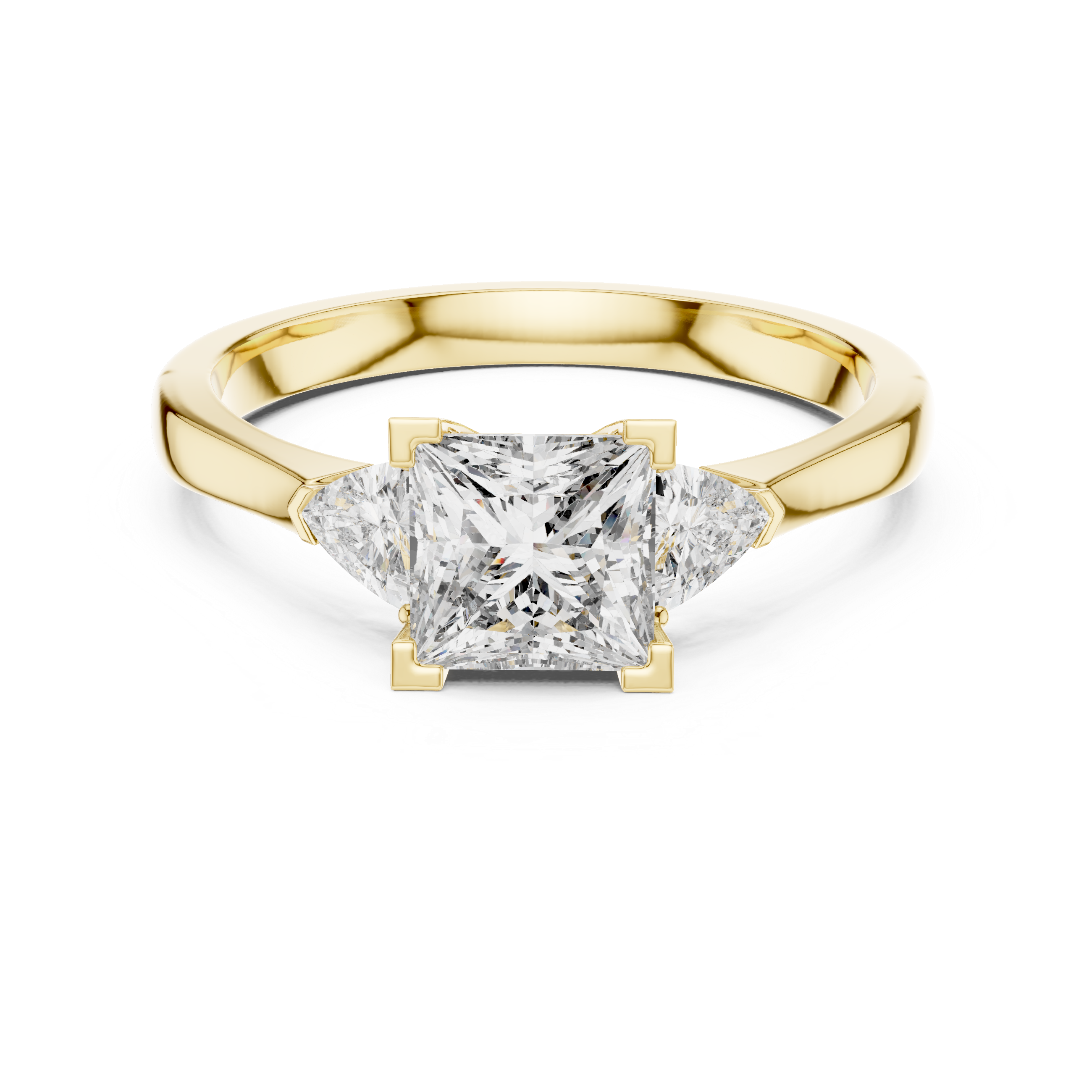 Princess-Cut and Pear Three-Stone Diamond