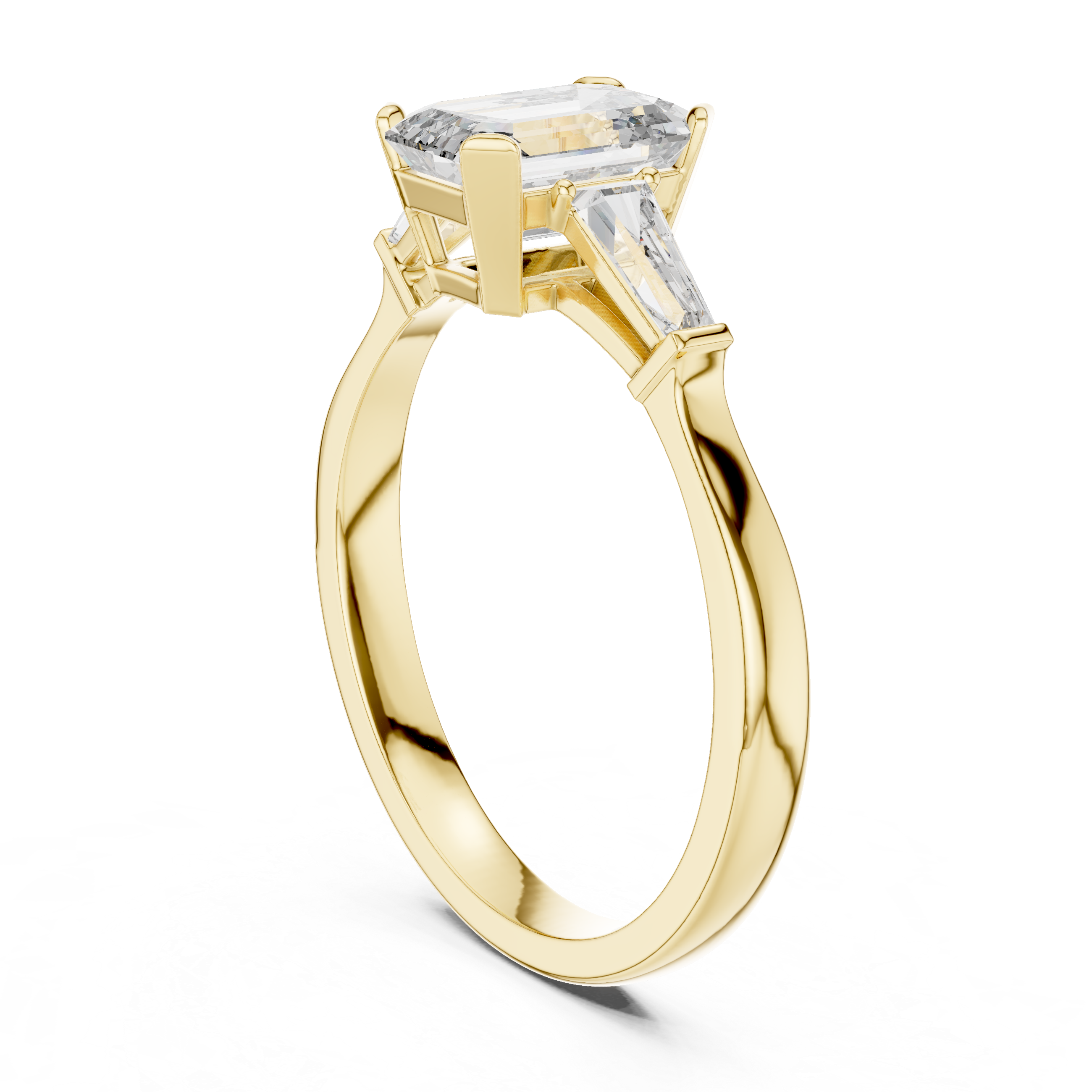 Emerald-Cut Diamond Engagement Ring with Trapezoid Side Stones